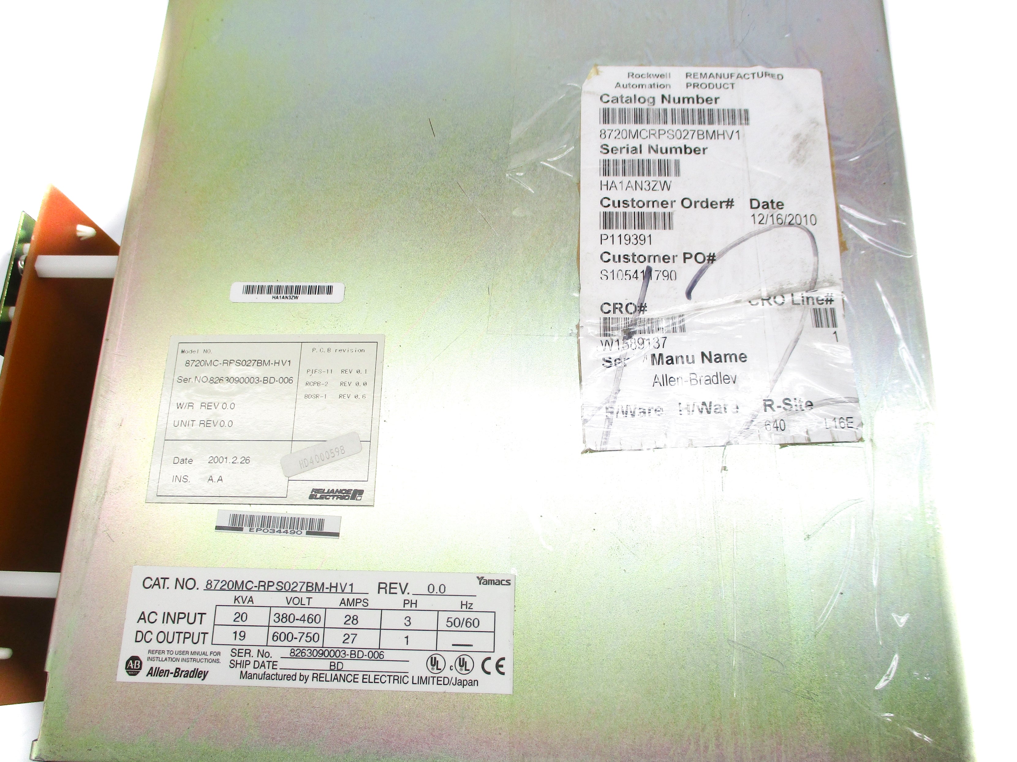 INDUSTRIAL SPARE PART 8720MC-RPS027BM-HV1 (AS PICTURED) REMAN