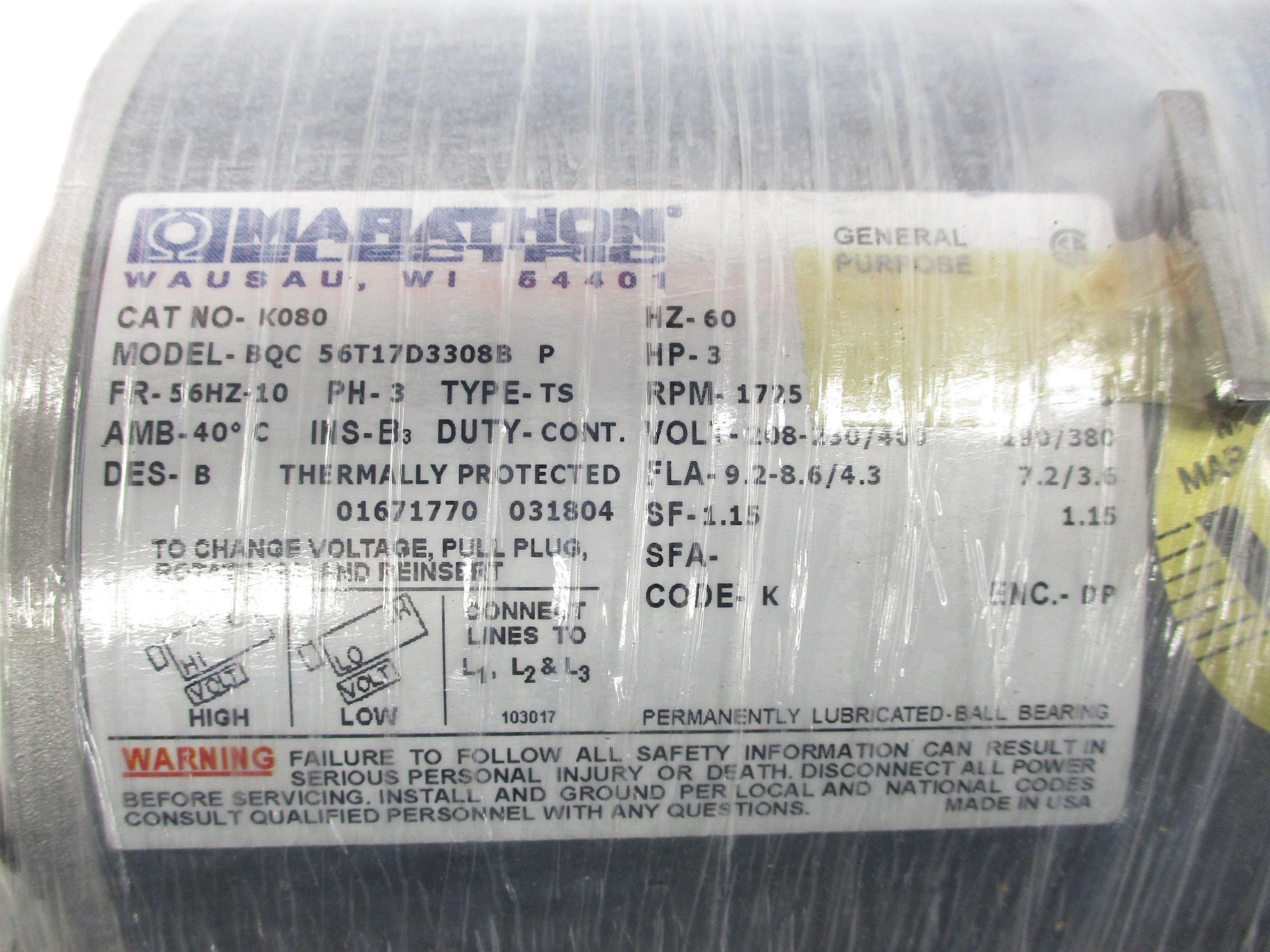 MARATHON ELECTRIC 56T17D3308 NSMP