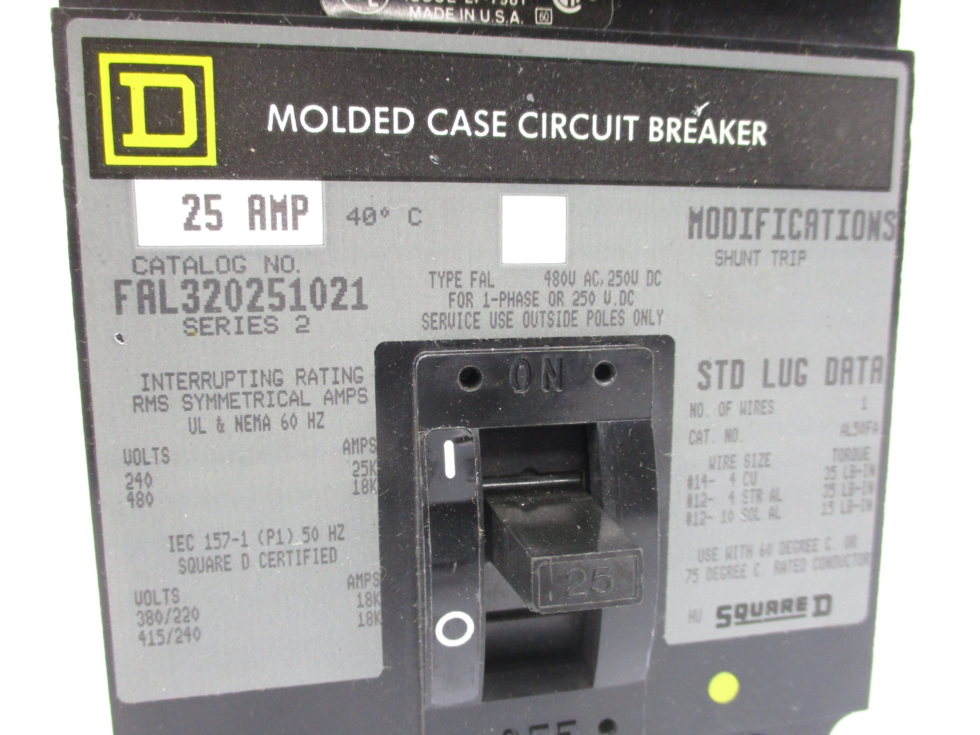 SQUARE D FAL320251021 SER. 2 25A 480V NSNP