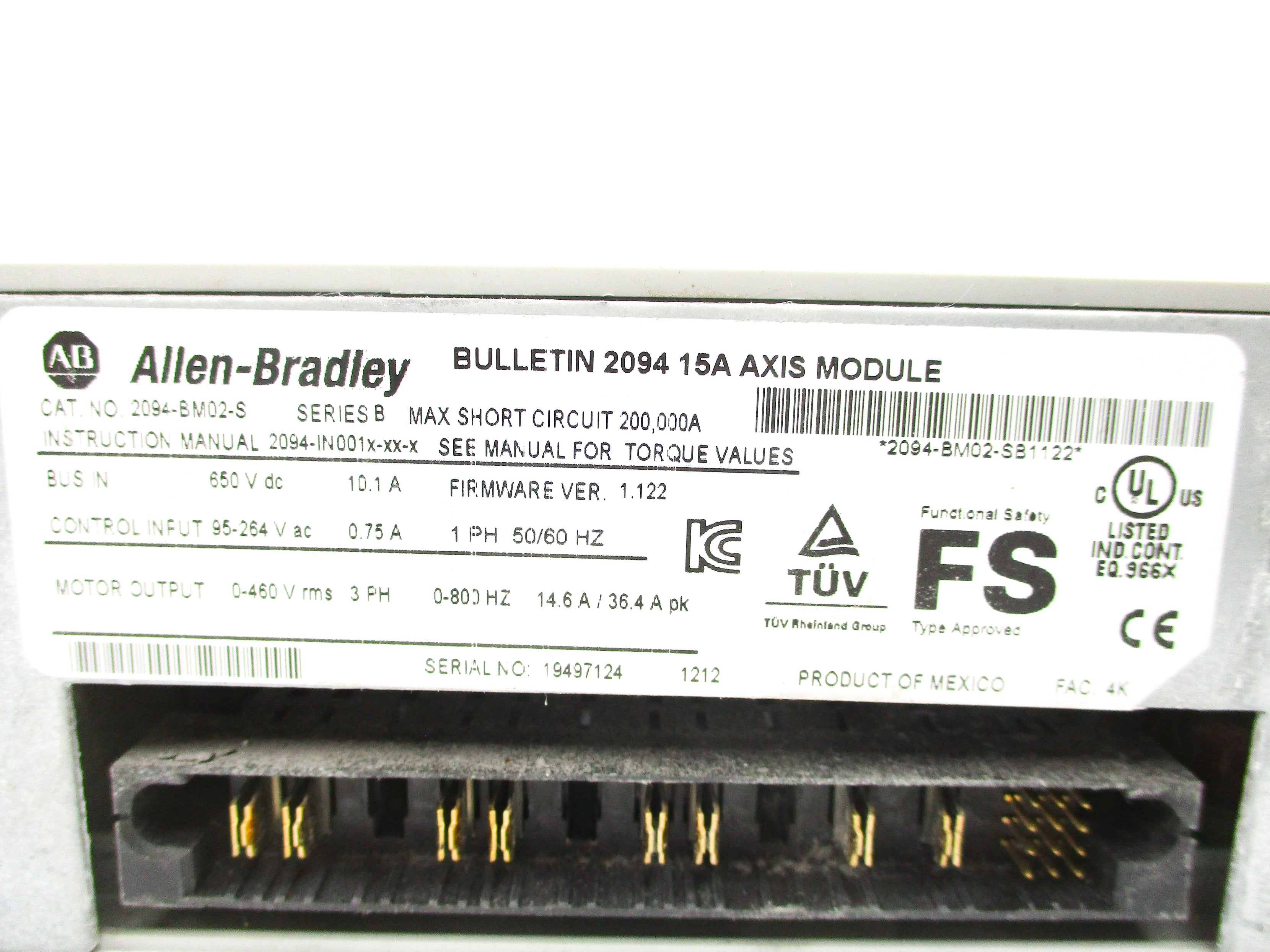 ALLEN BRADLEY 2094-BM02-S SER. B F/W 1.122 95-264VAC 0.75A UNMP