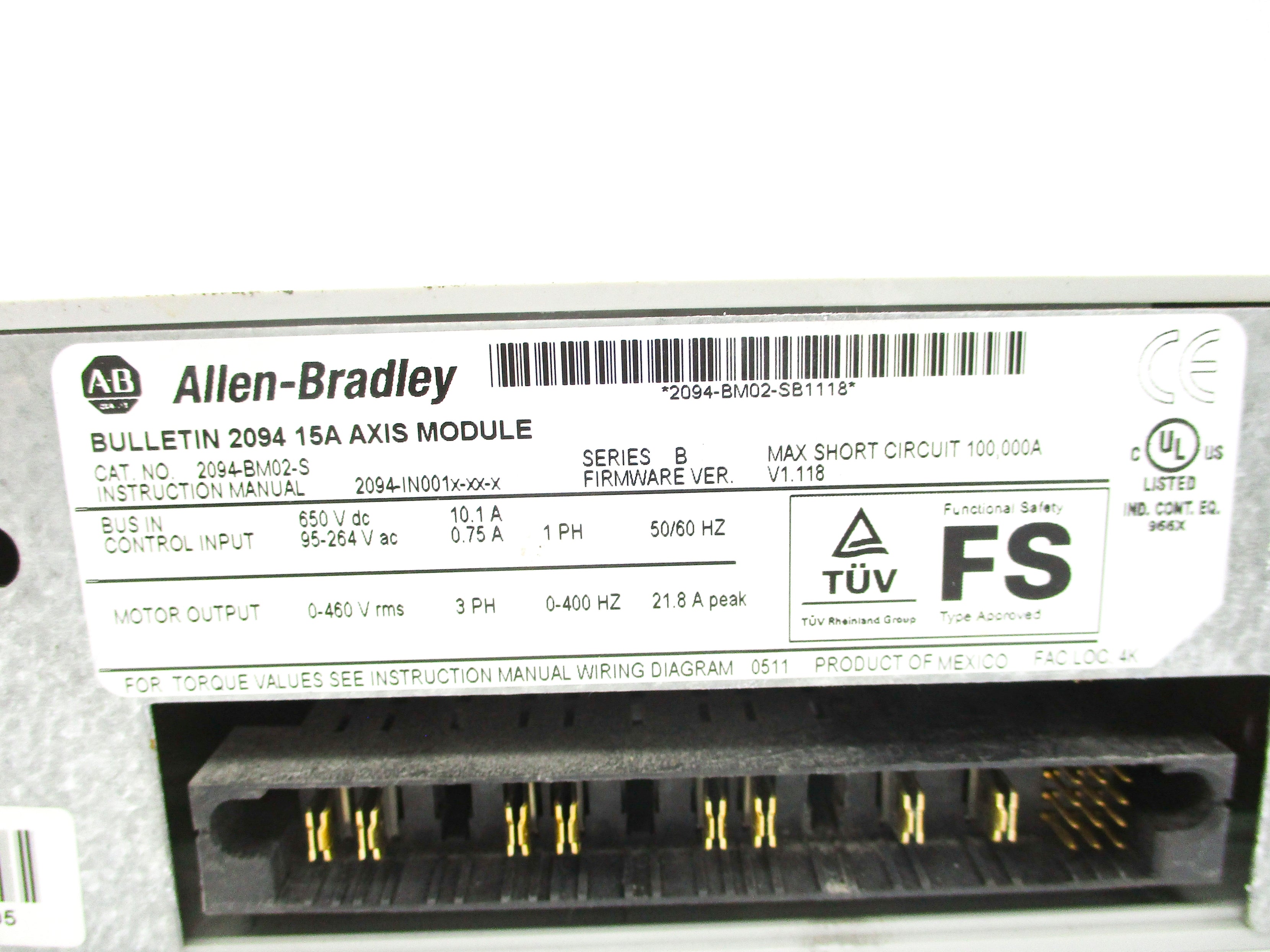 ALLEN BRADLEY 2094-BM02-S SER. B F/W V1.118 UNMP