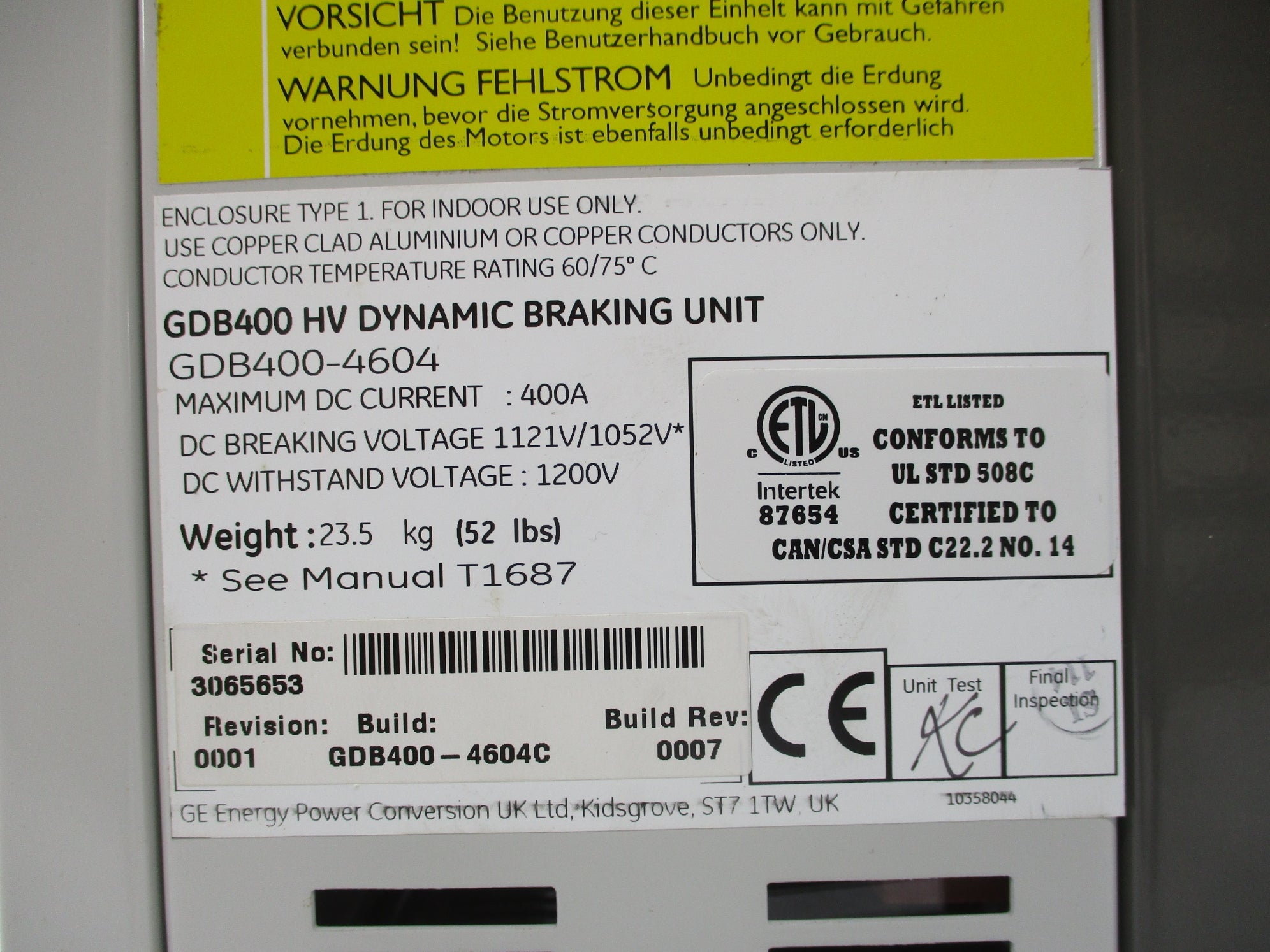 GE ENERGY GDB400-4604 (AS PICTURED) NSNP