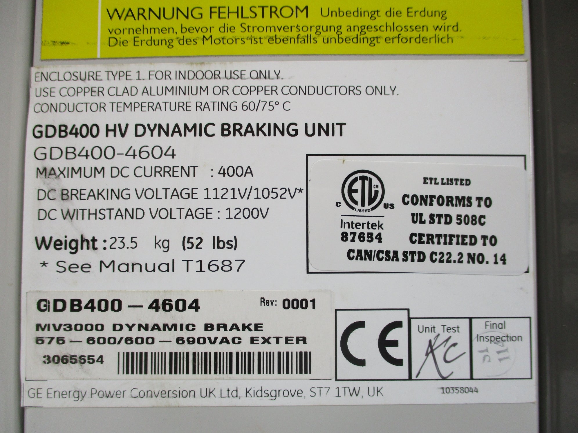 GE ENERGY GDB400-4604 NSNP