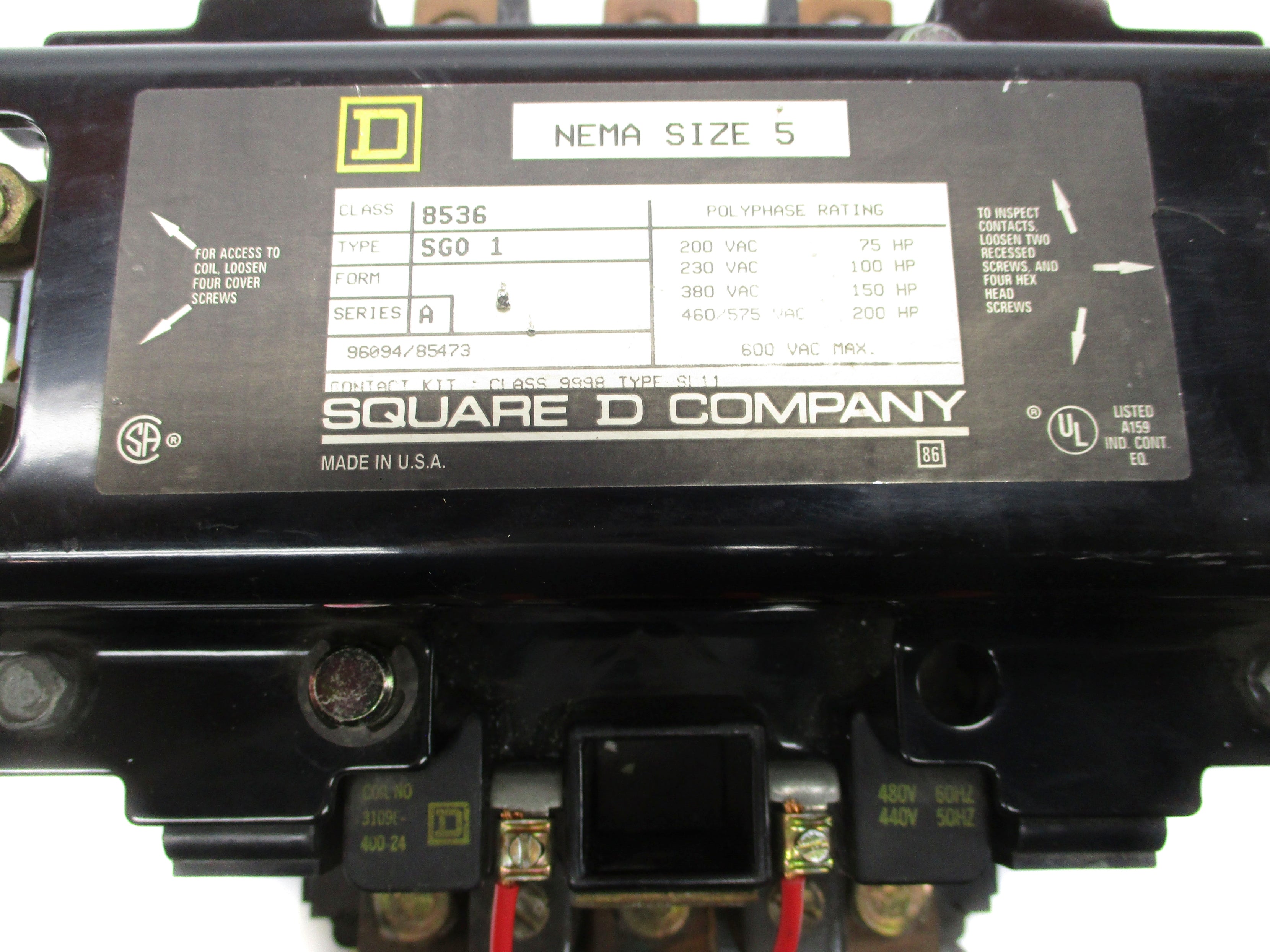 SQUARE D 8536SGO1 SER. A 480V NSNP