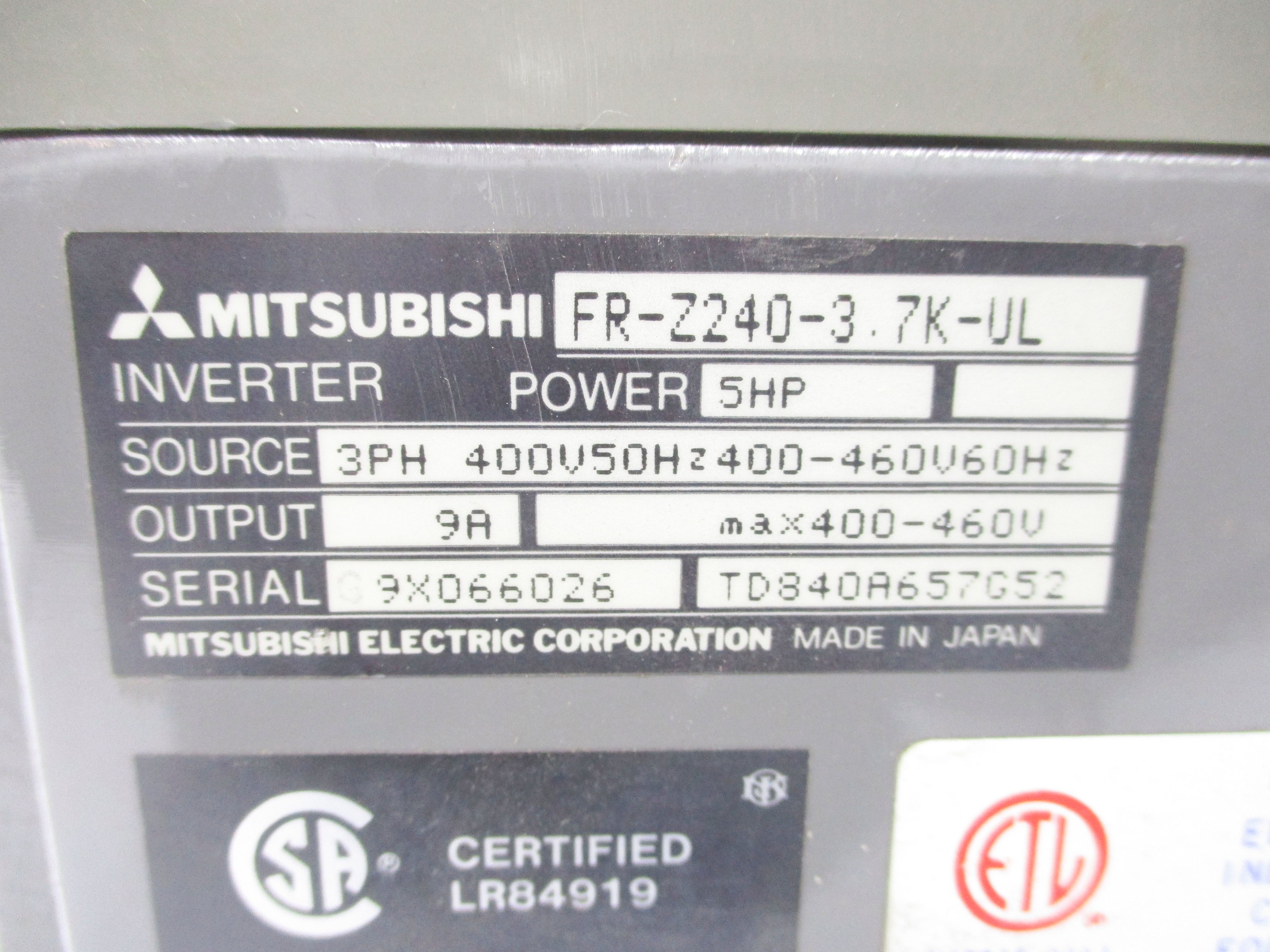 MITSUBISHI FR-Z240-3.7K-UL UNMP