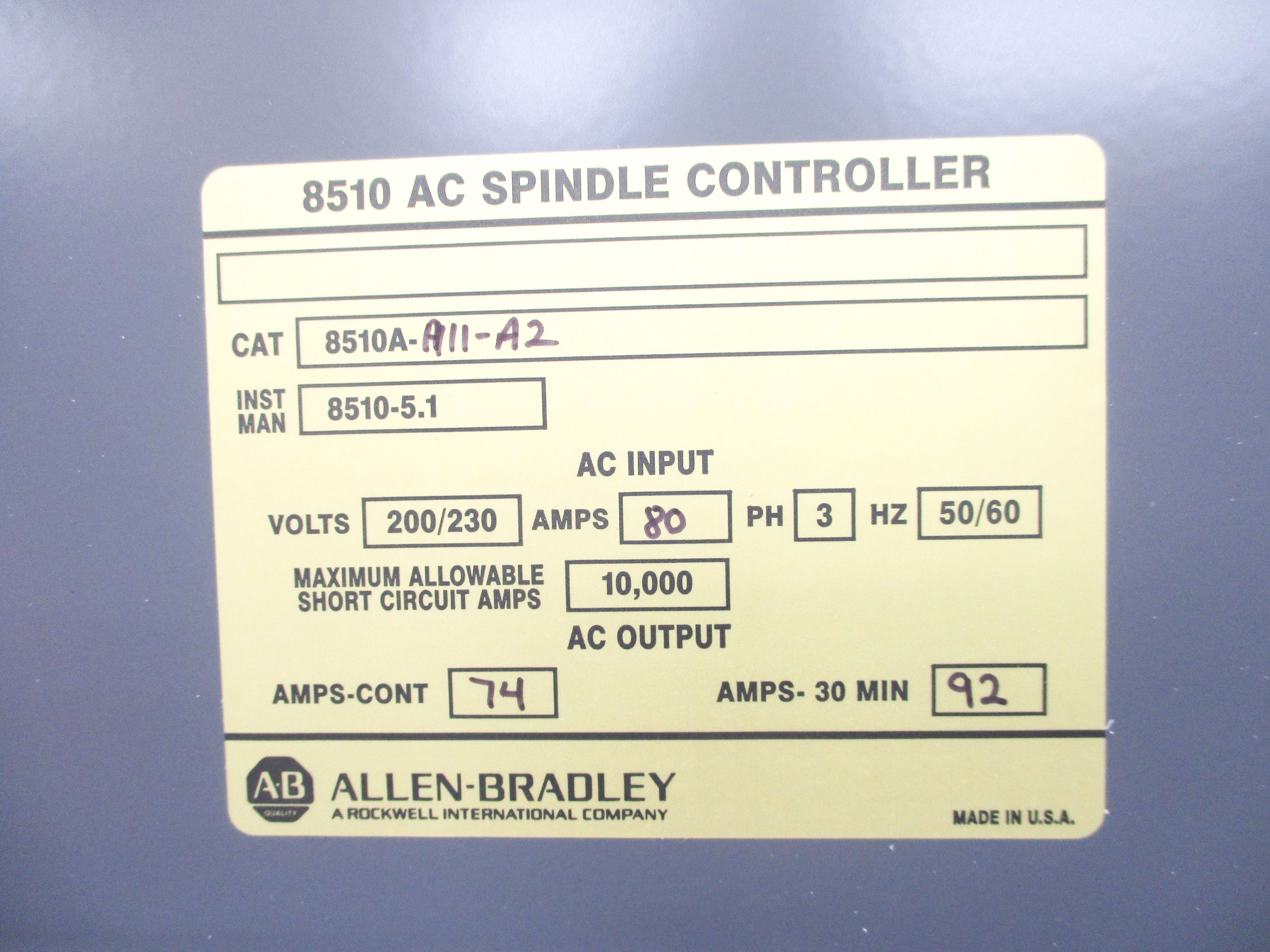 INDUSTRIAL SPARE PART 8510A-A11-A2 REMAN