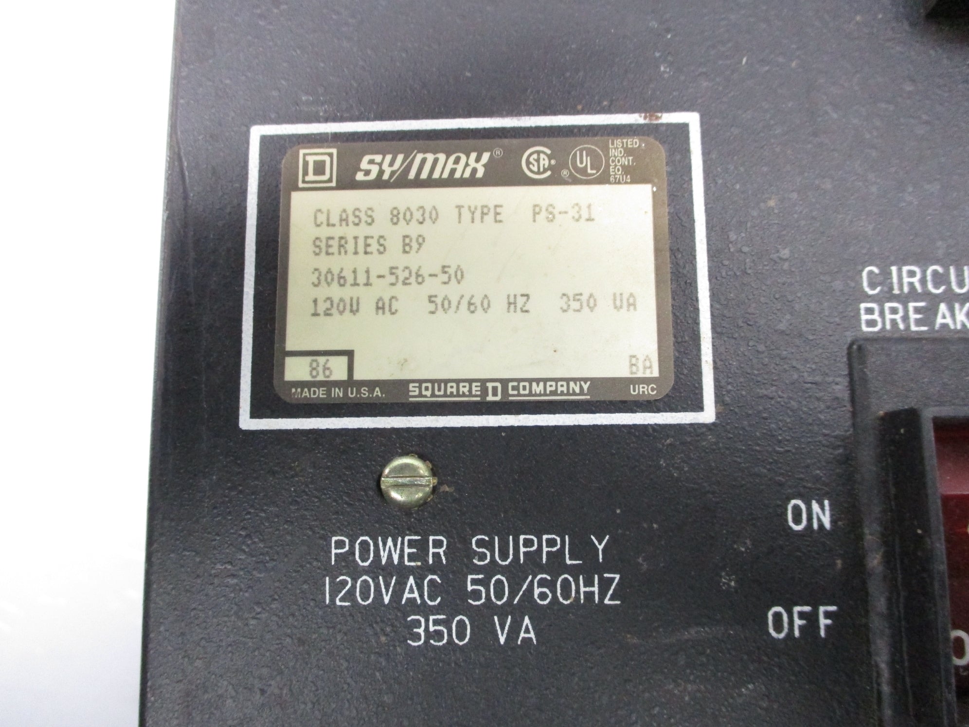 SQUARE D 8030PS31 SER. B9 UNMP