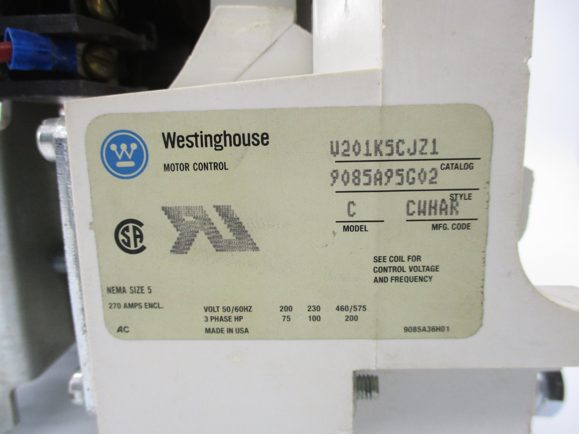 WESTINGHOUSE V201K5CJZ1 9085A95G02 575V UNMP