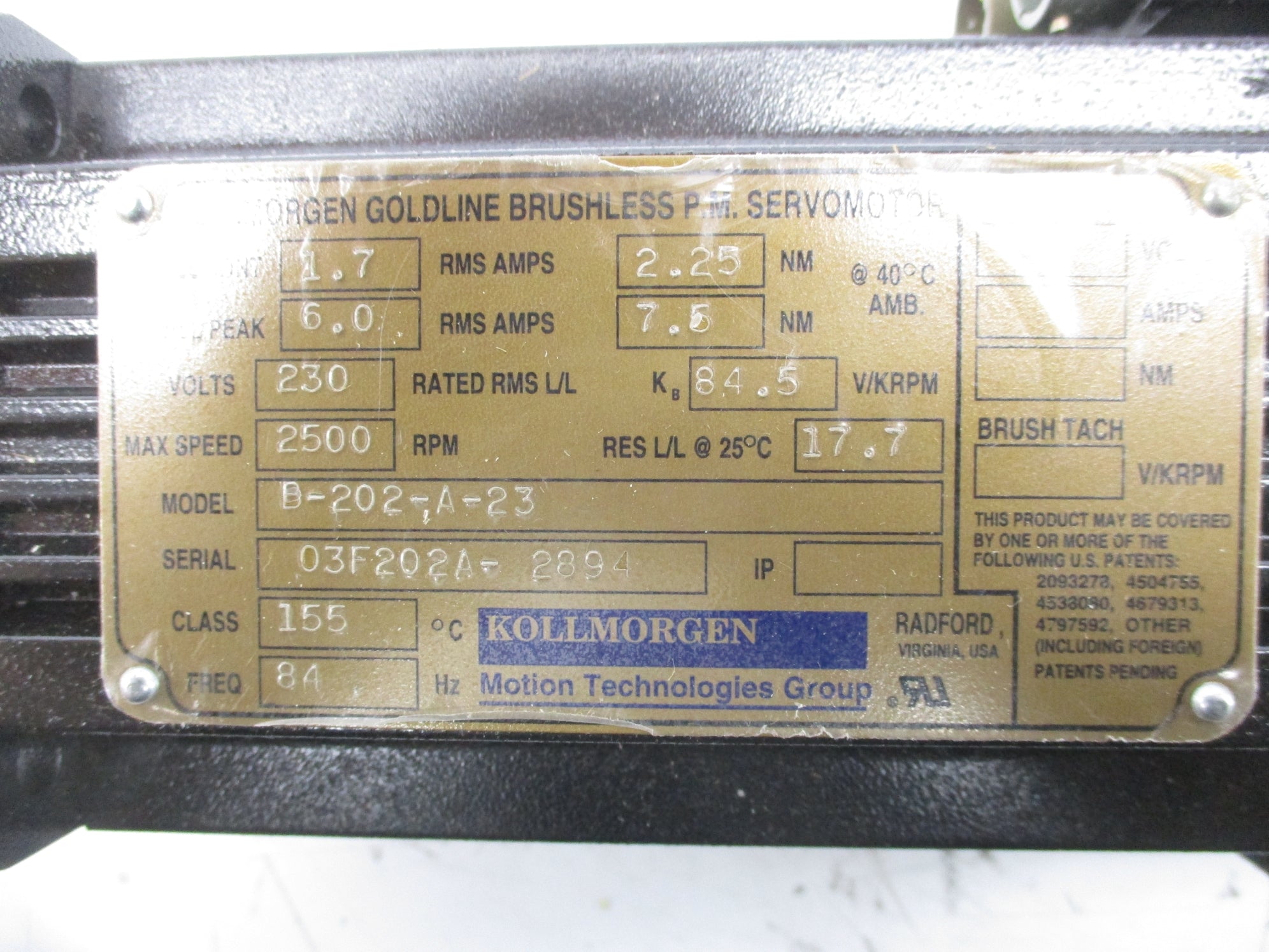 KOLLMORGEN B-202-A-23 NSNP