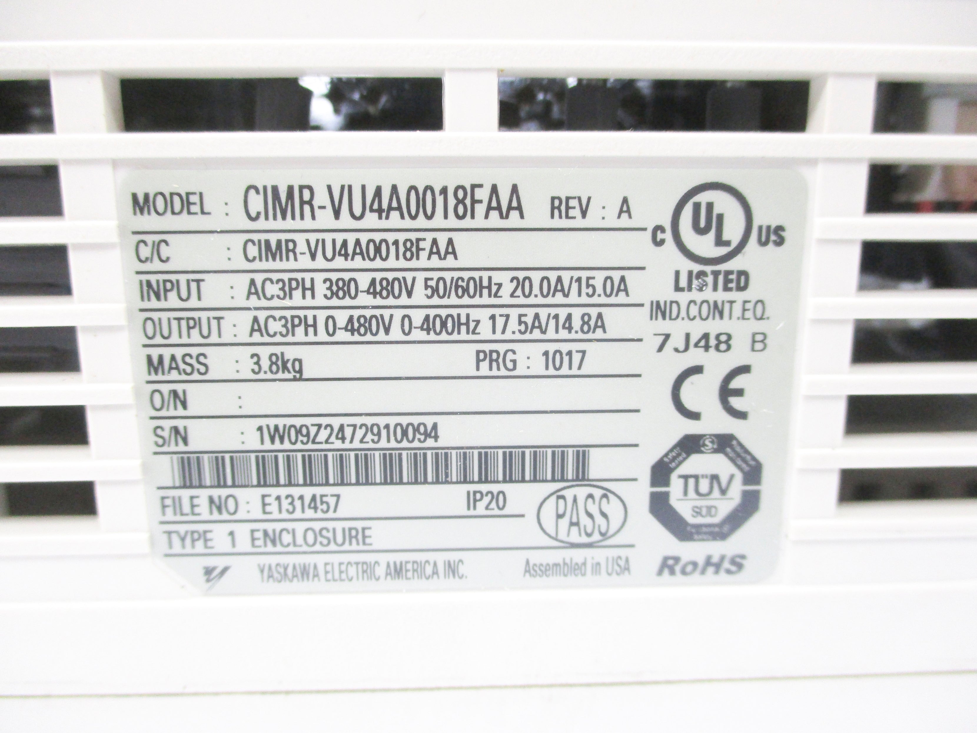 YASKAWA CIMR-VU4A0018FAA UNMP