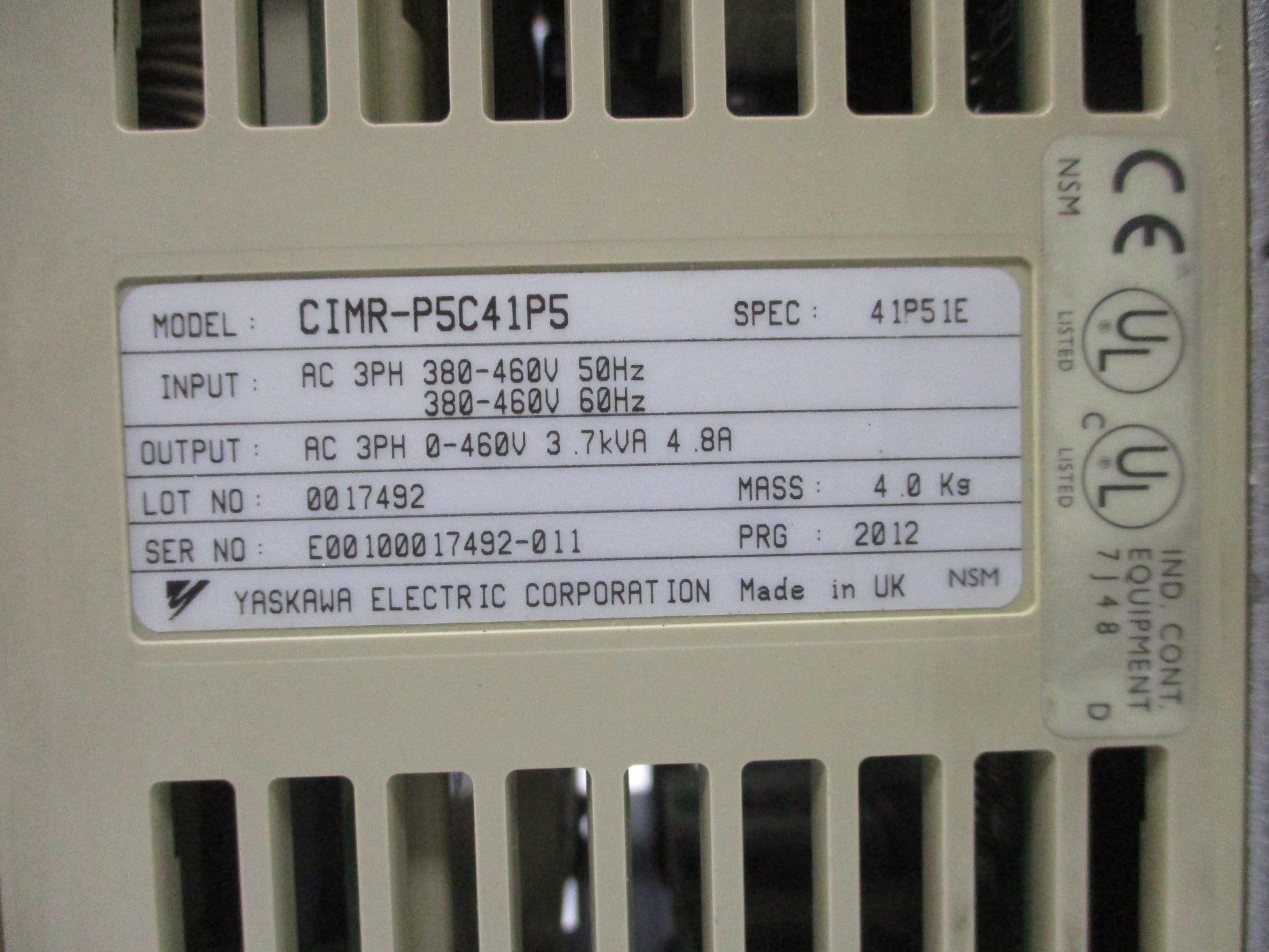 YASKAWA CIMR-P5C41P5 UNMP