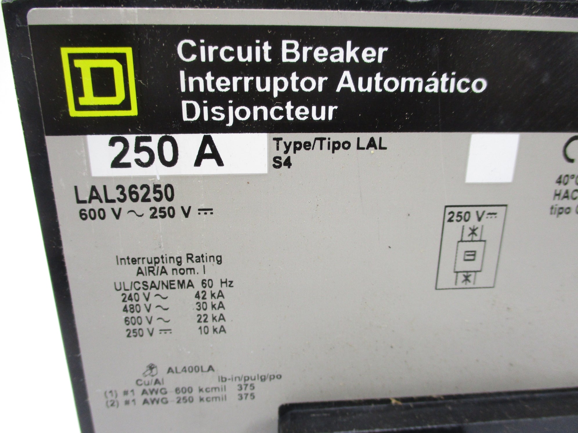 SQUARE D LAL36250 250A 600V NSMP