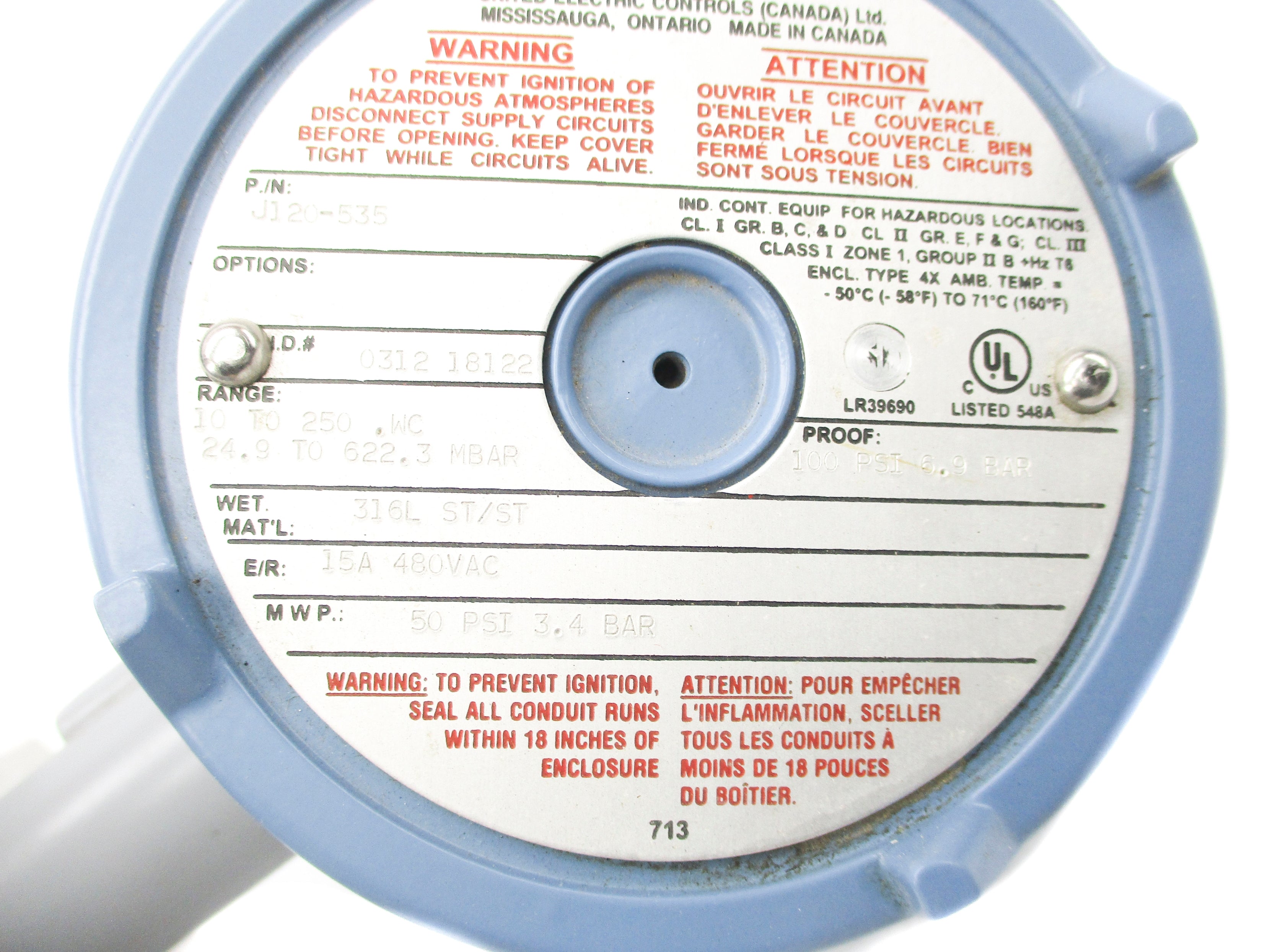 UNITED ELECTRIC J120-535 50PSI UNMP