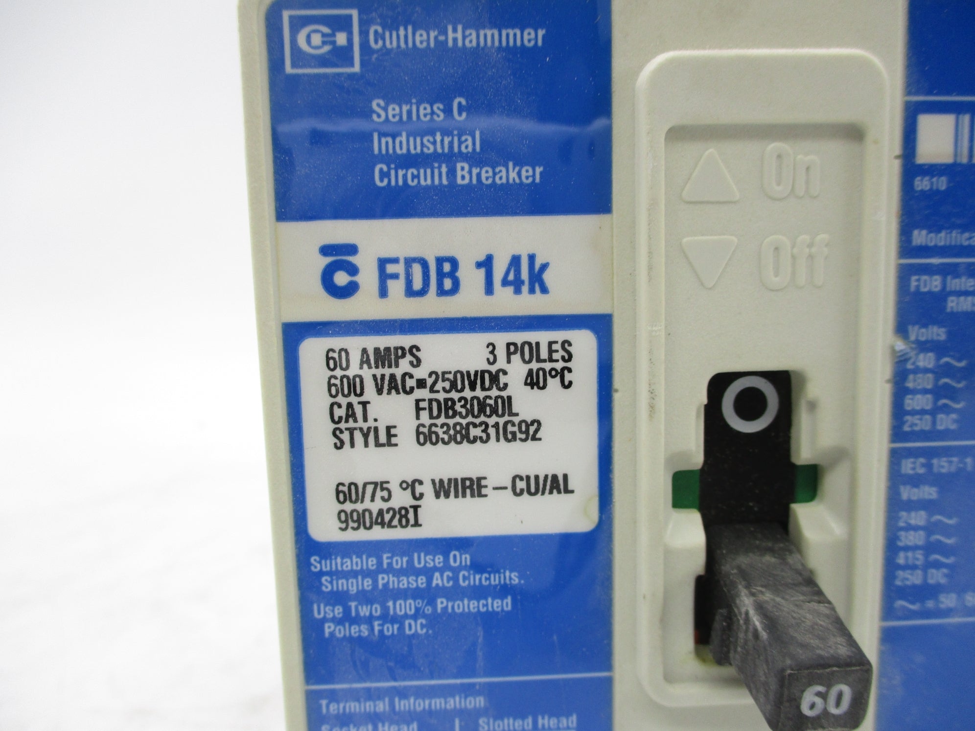 CUTLER HAMMER FDB3060L SER. C 60A 600V NSNP
