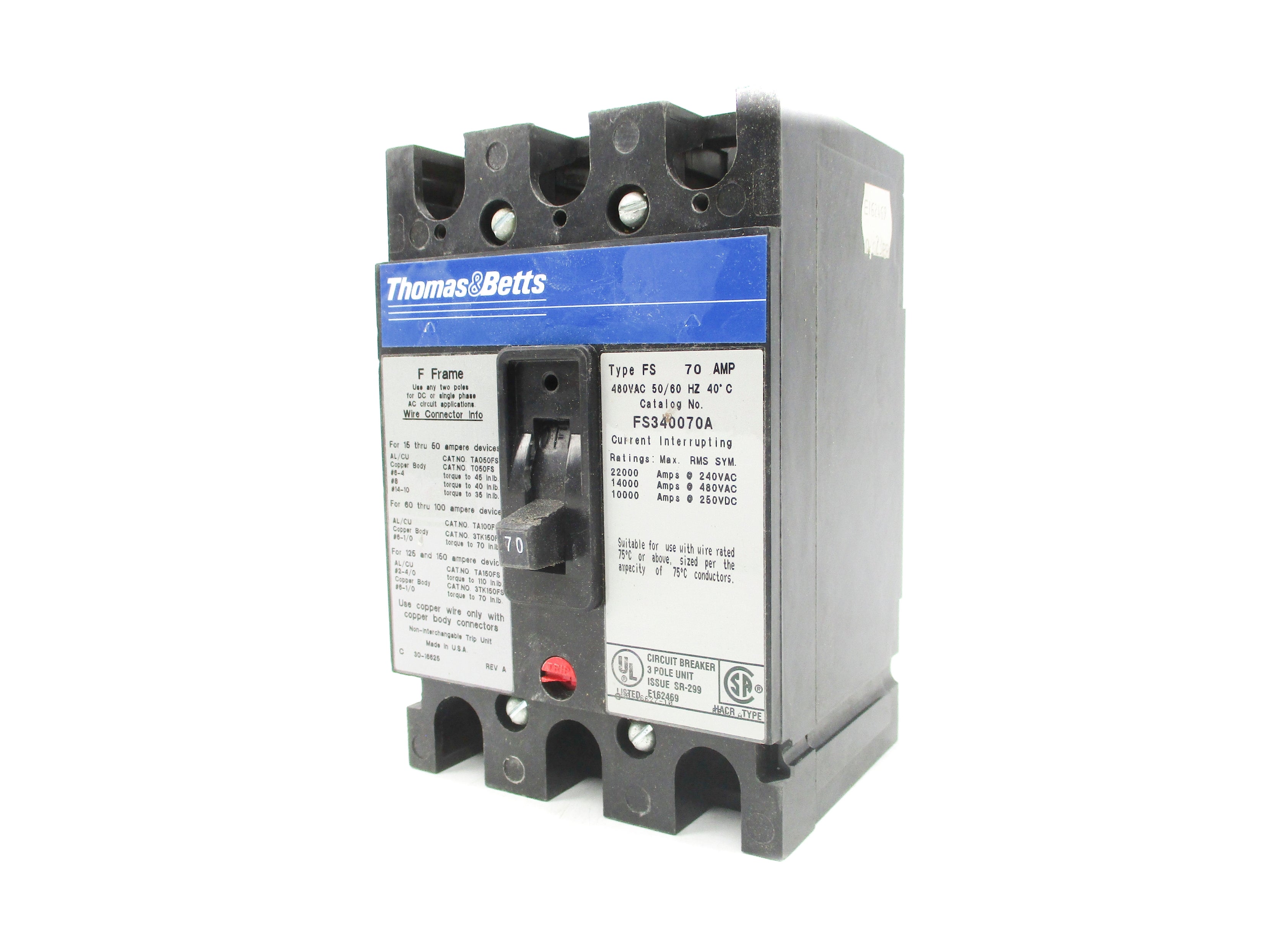 THOMAS&BETTS FS340070A 70A 480V (AS PICTURED) NSNP