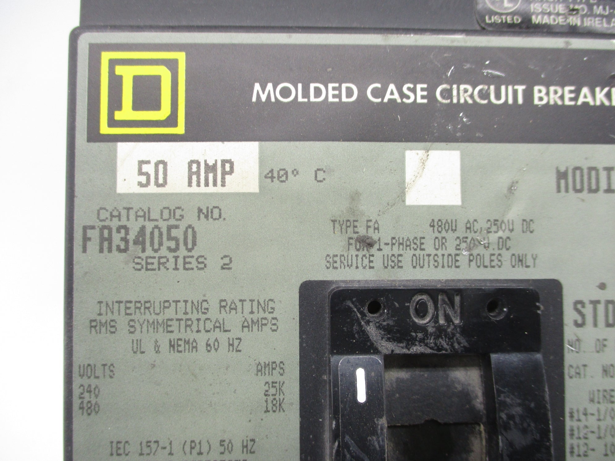 SQUARE D FA34050 SER. 2 480V 50A NSMP