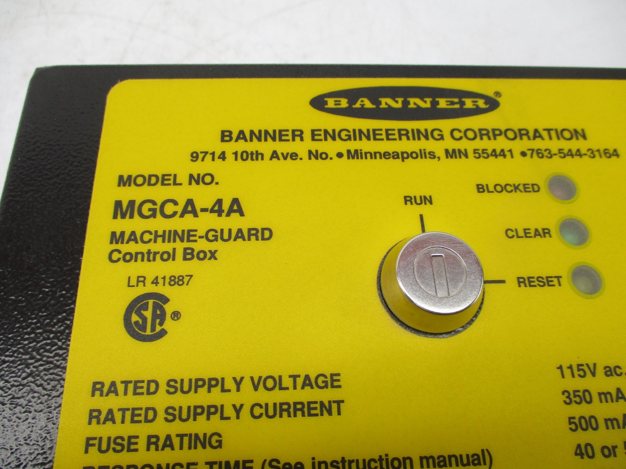 BANNER ENGINEERING MGCA-4A 115VAC 4A (NO KEY) NSNP