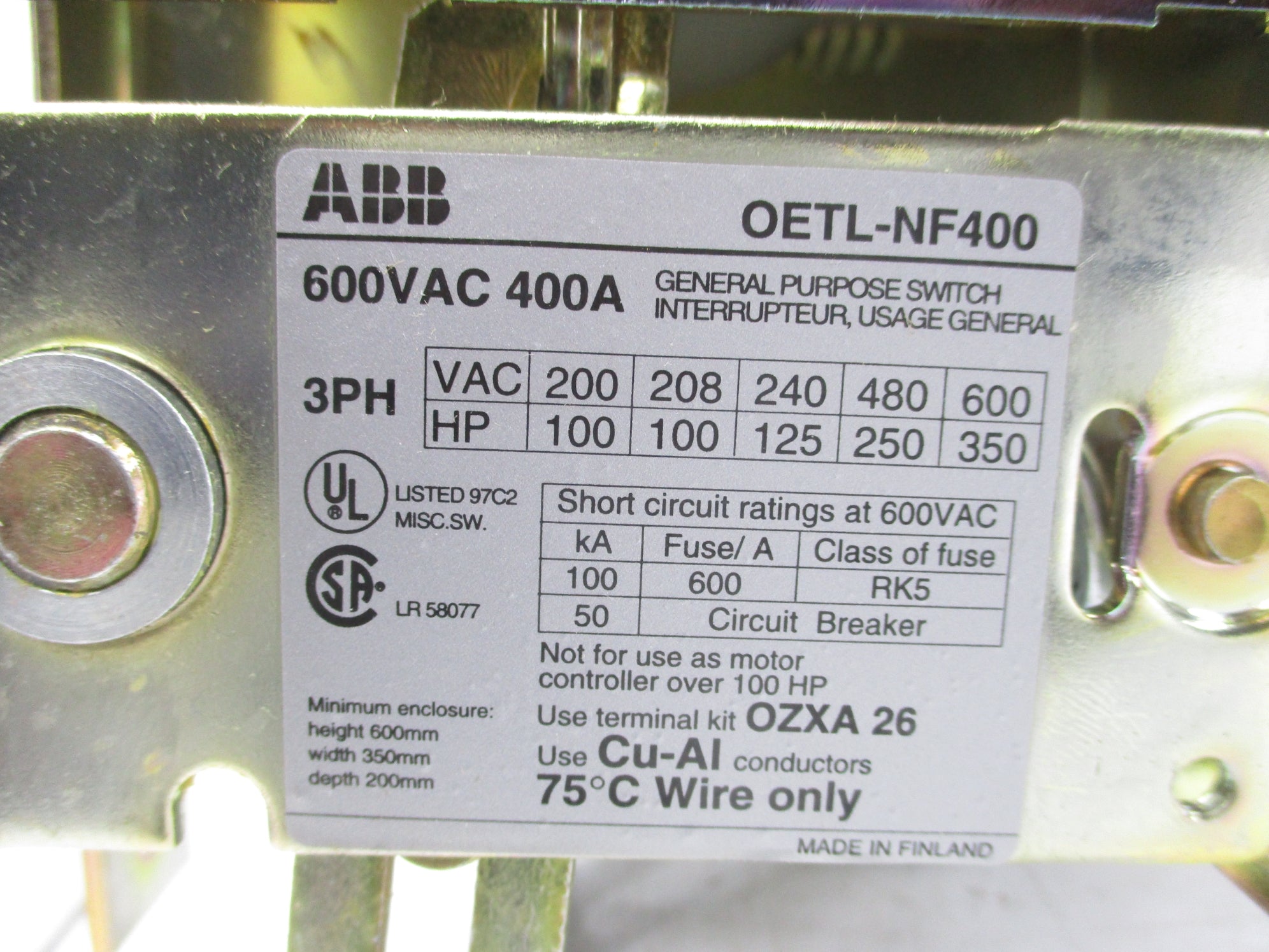 ABB OETL-NF400SW NSMP