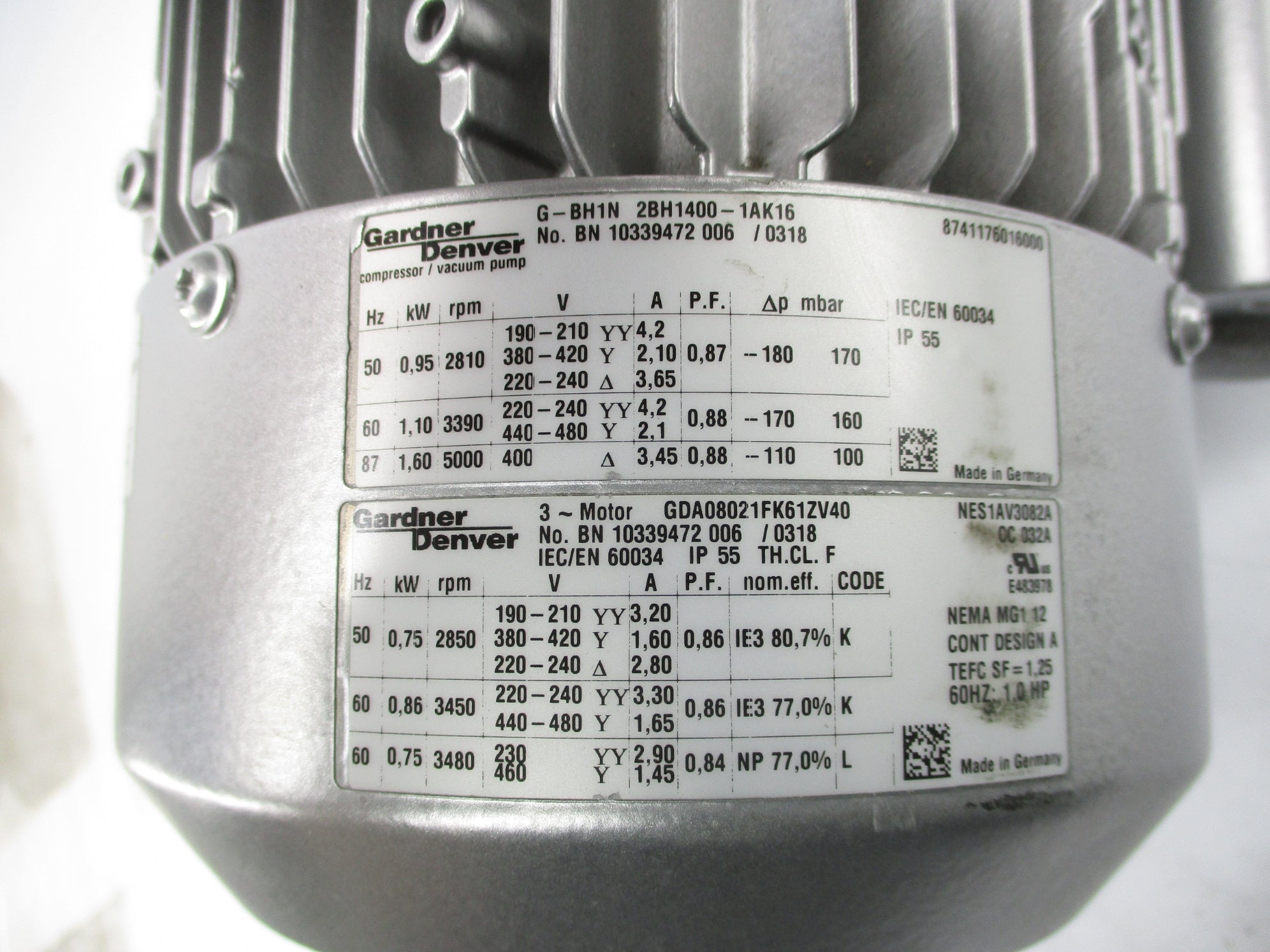 GARDNER DENVER G-BH1N 2BH1400-1AK16 NSNP
