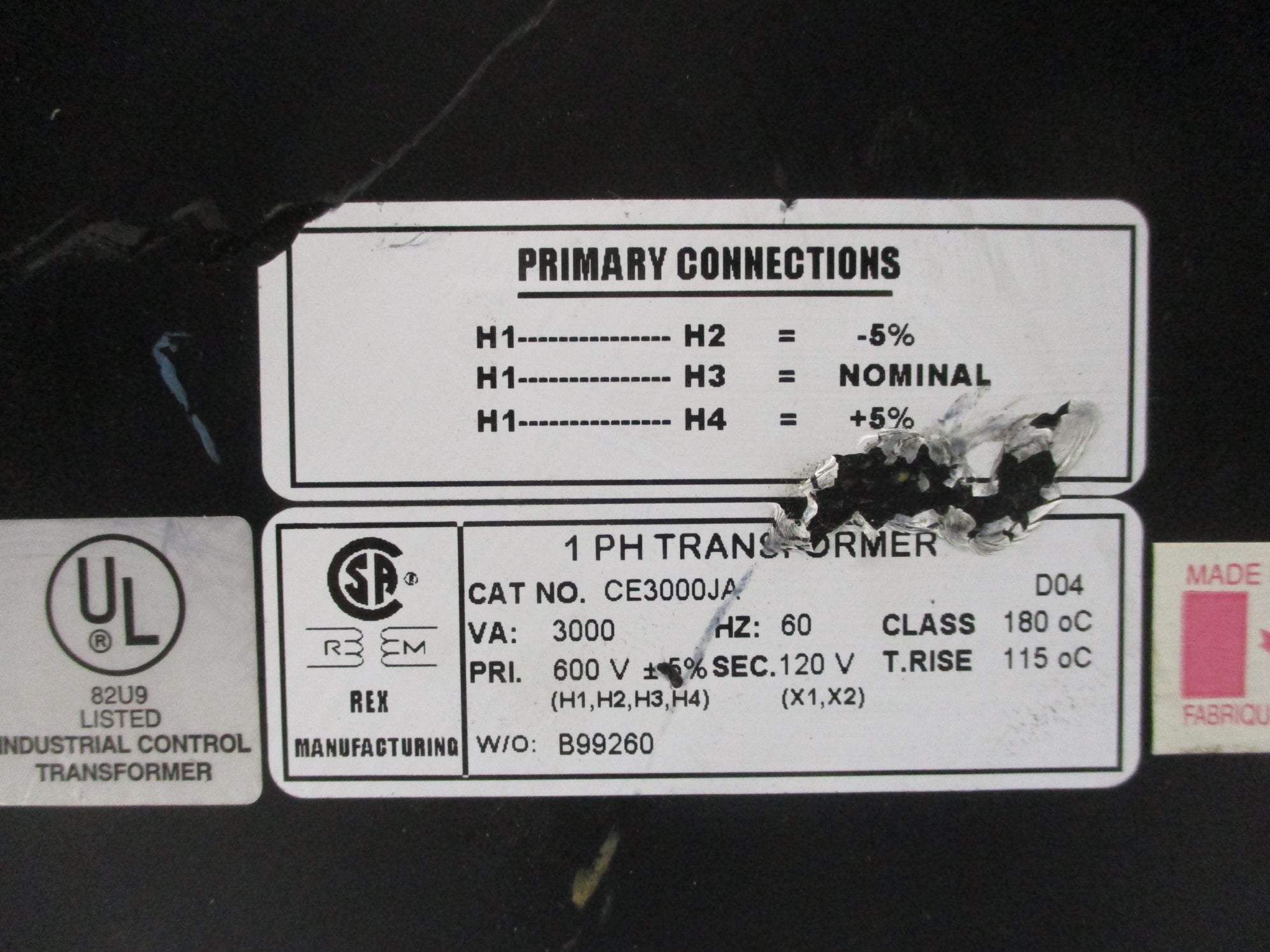 REX MANUFACTURING CE3000JA NSNP