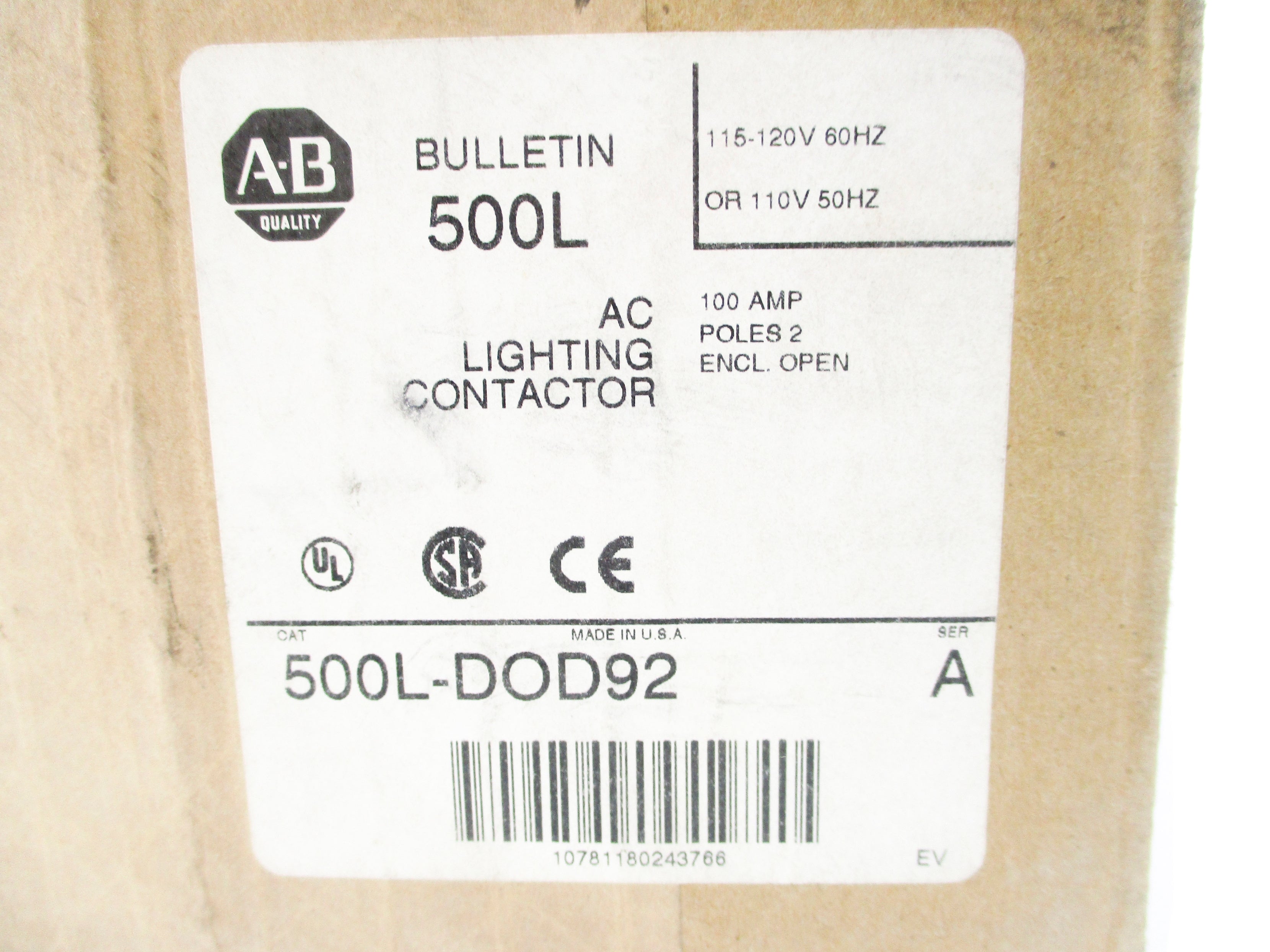 INDUSTRIAL SPARE PART 500L-DOD92 SER. A 120V (BR/WH) NSFS