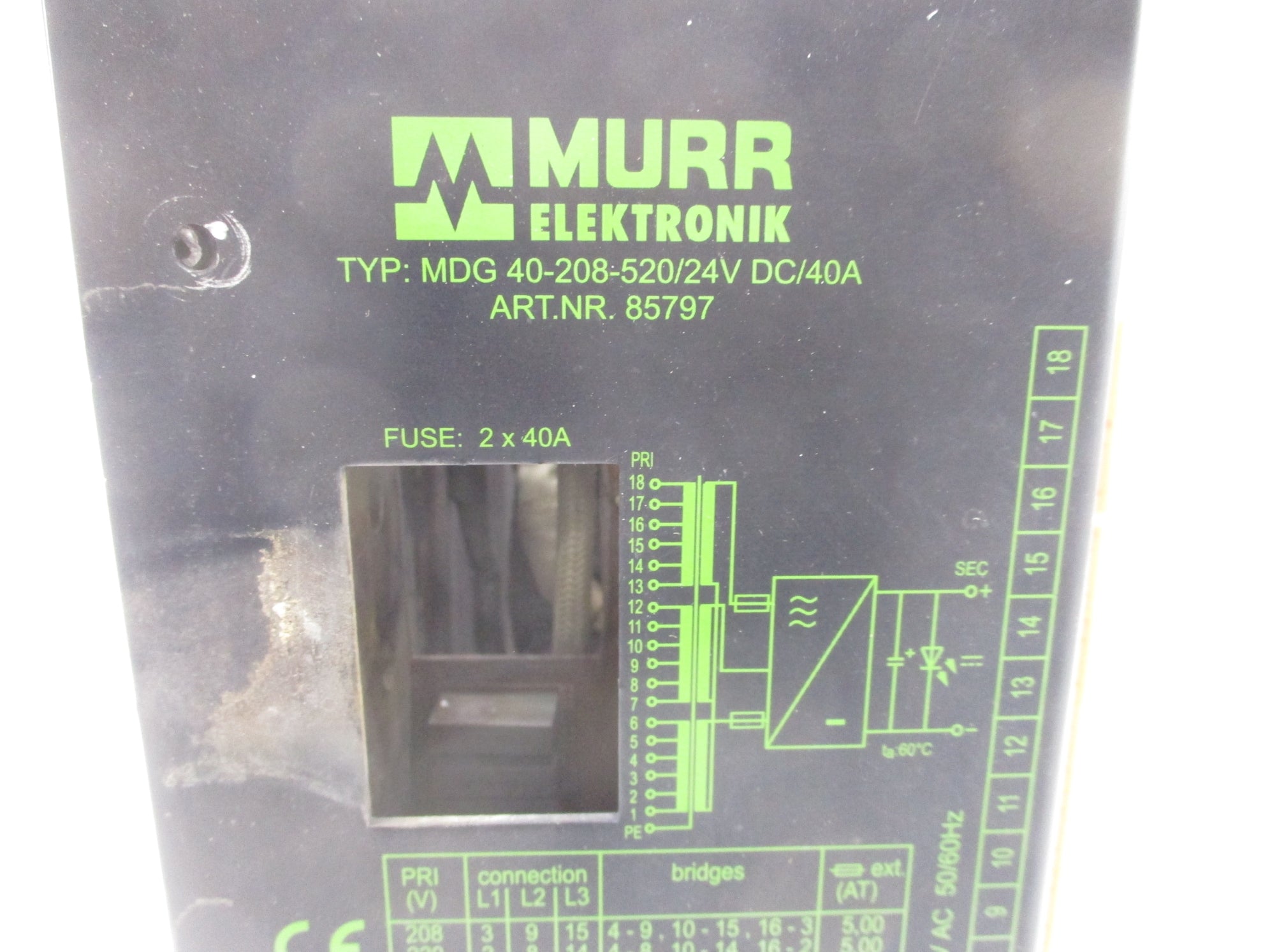 MURR ELEKTRONIK MDG40-208-250/24VDC/40A (AS PICTURED) UNMP