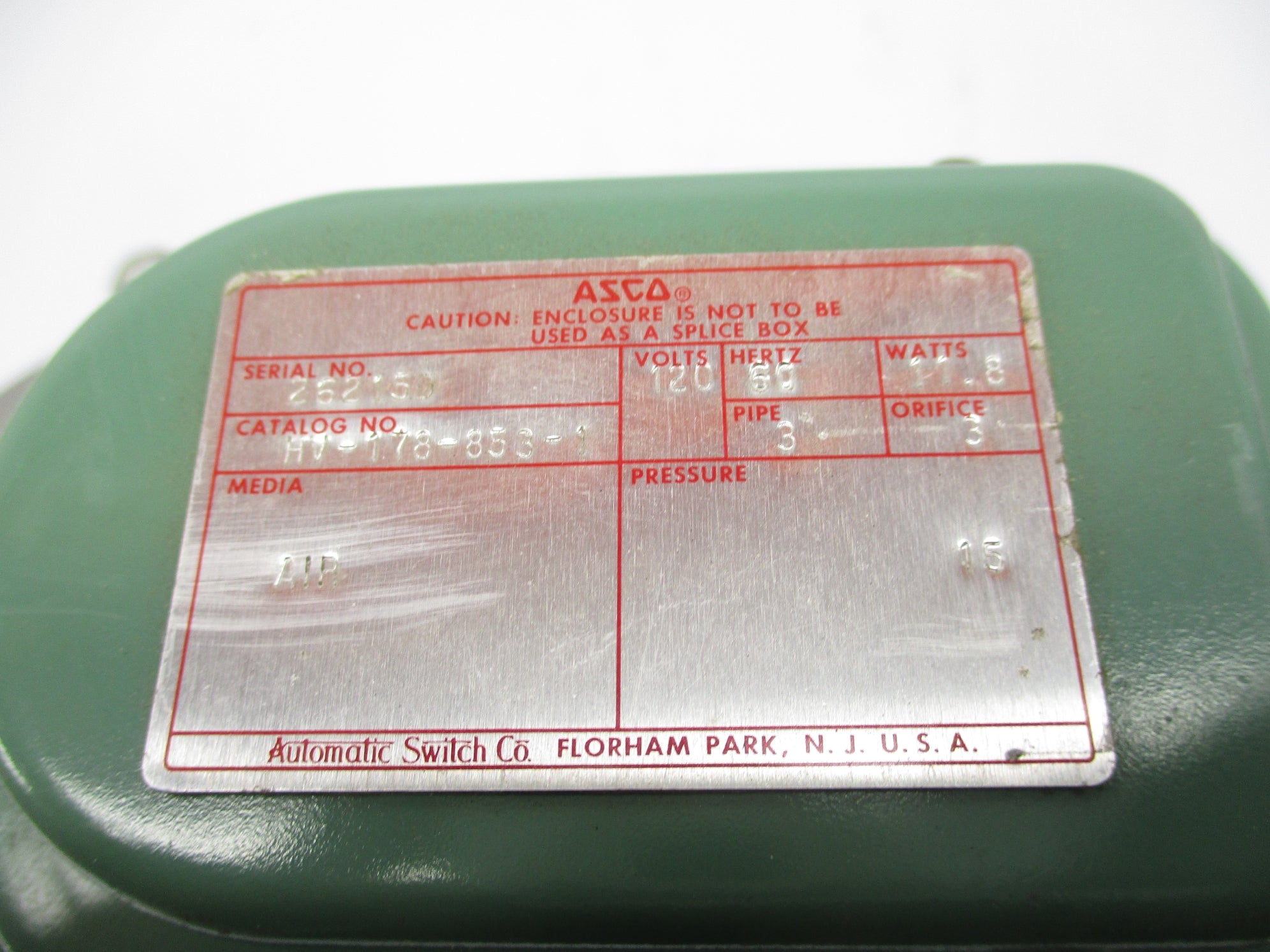 ASCO HV-178-853-1 120V NSNP