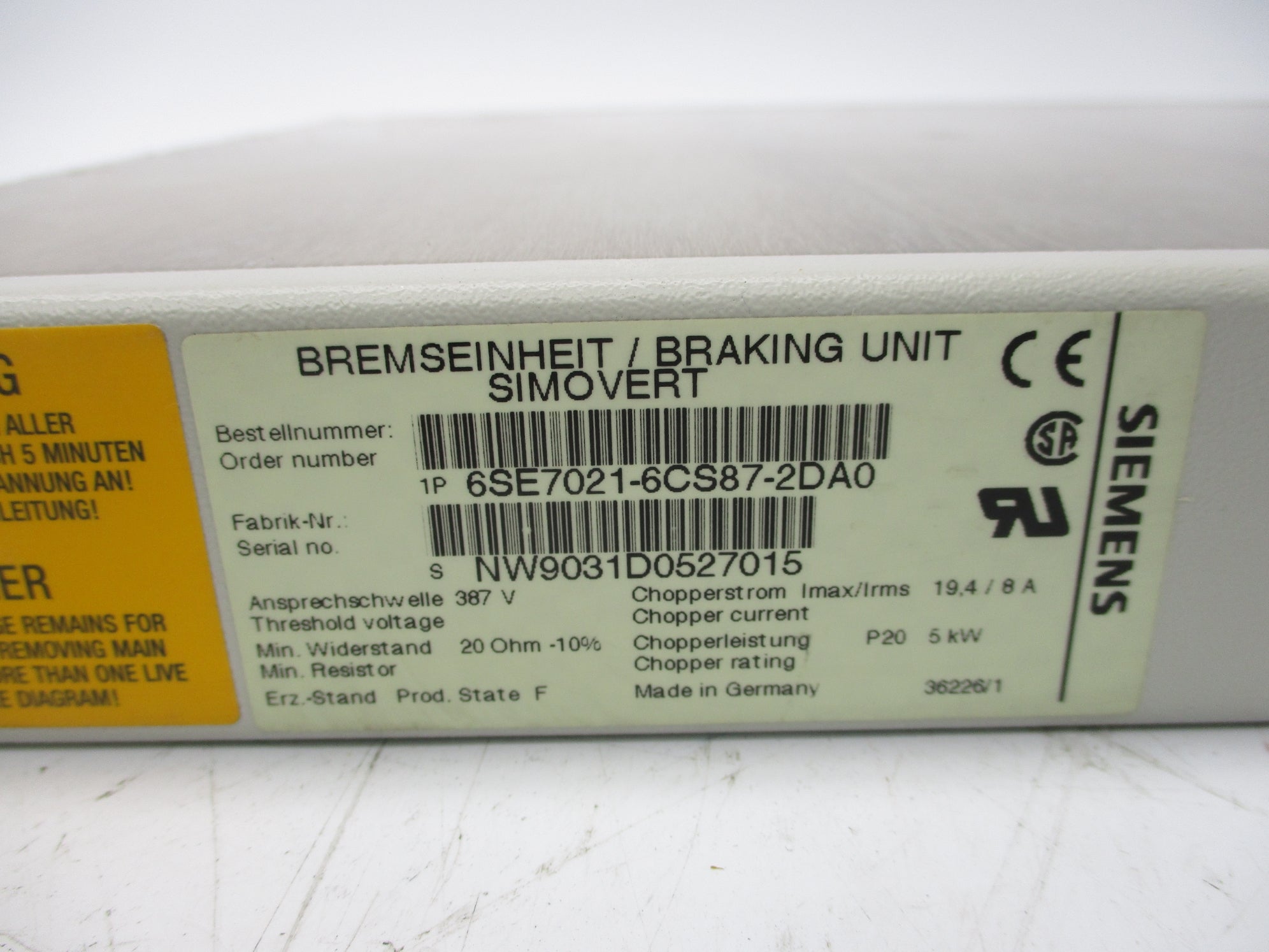 SIEMENS 6SE7021-6CS87-2DA0 NSNP