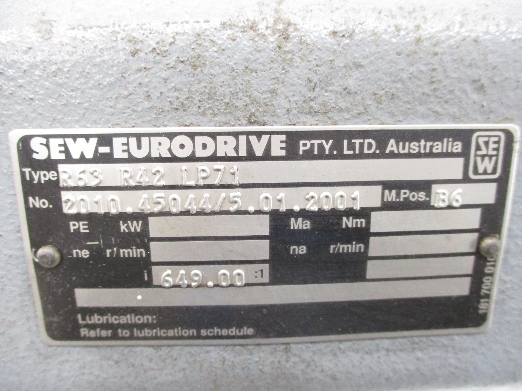 SEW EURODRIVE R63R42LP71 NSNP
