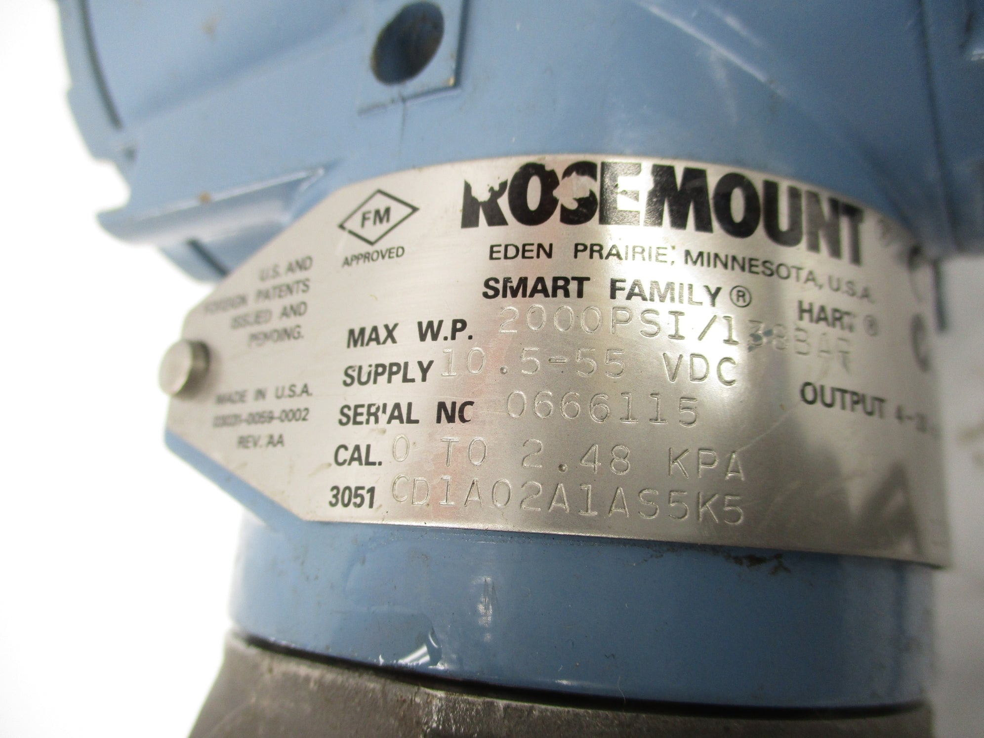 ROSEMOUNT 3051CD1A02A1AS5K5 2000PSI UNMP