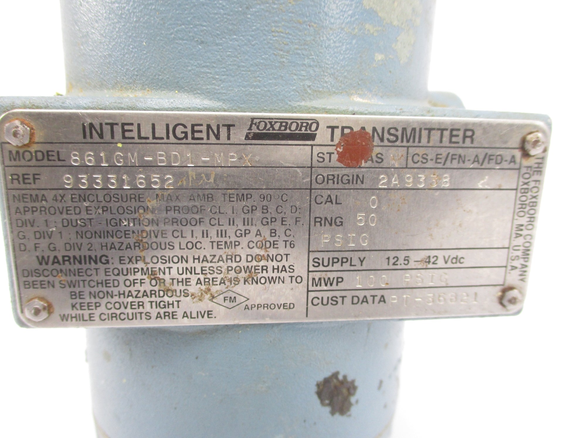 FOXBORO 861GM-BD1-MPX 50PSI UNMP