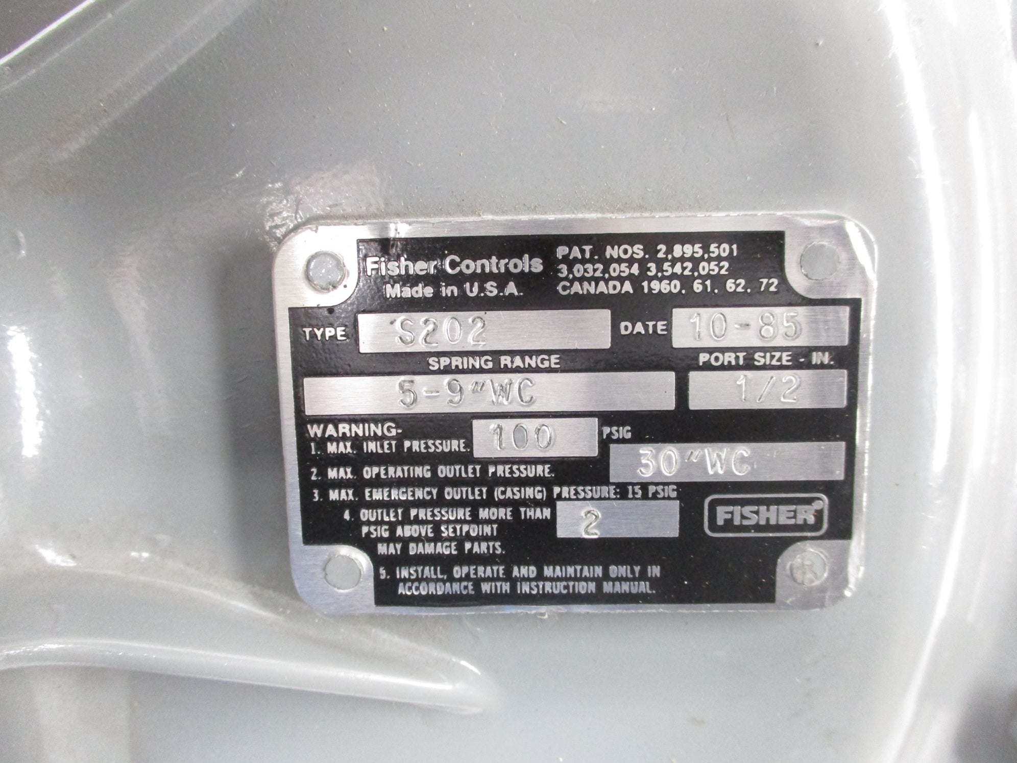 FISHER CONTROLS S202 100PSI NSMP