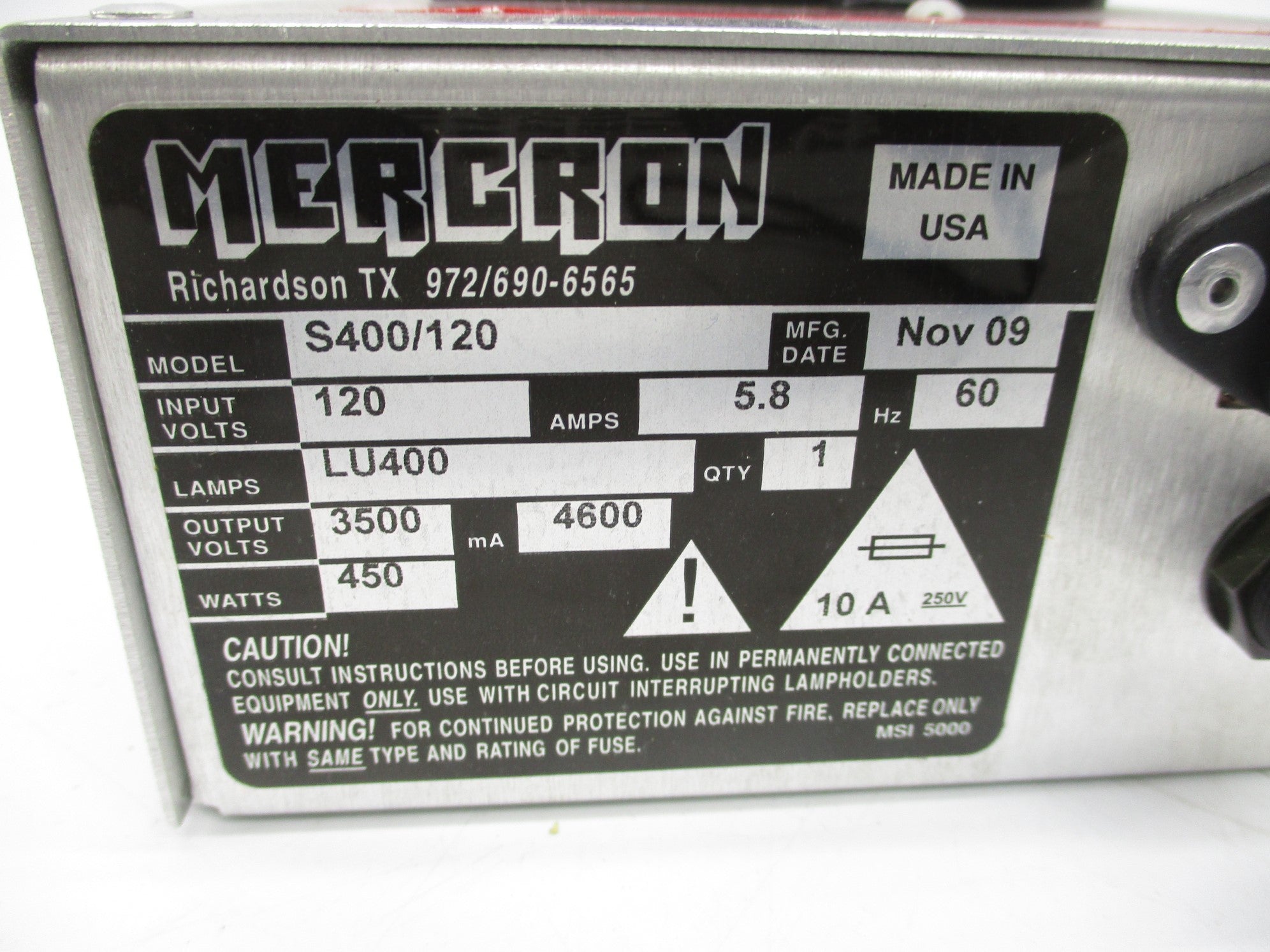 MERCRON S400/120 (AS PICTURED) NSNP
