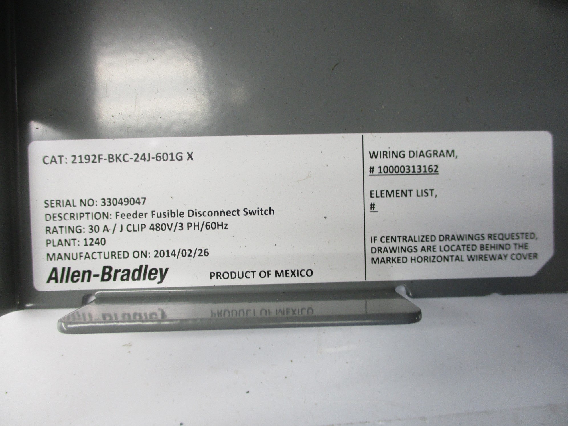 ALLEN BRADLEY 2192F-BKC-24J-601G SER. X (BR/WH) NSMP