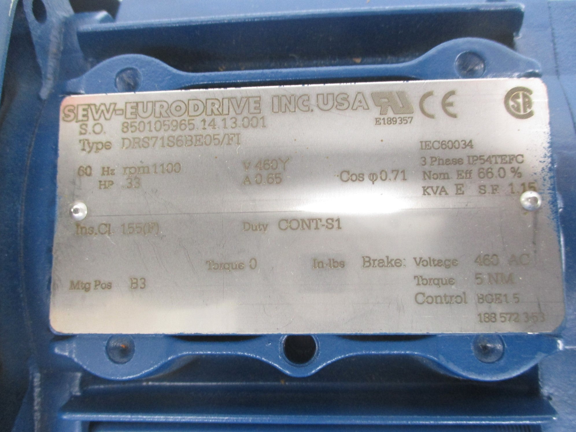SEW EURODRIVE DRS71S6BE05/FI NSNP