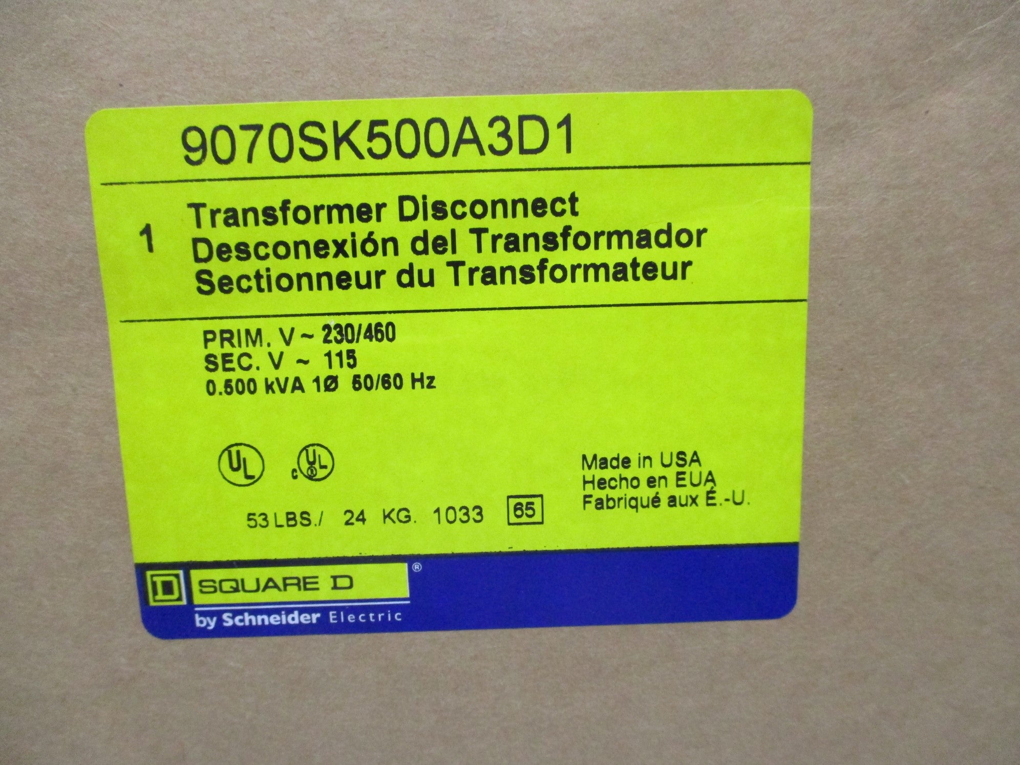 SQUARE D 9070SK500A3D1 NSFS