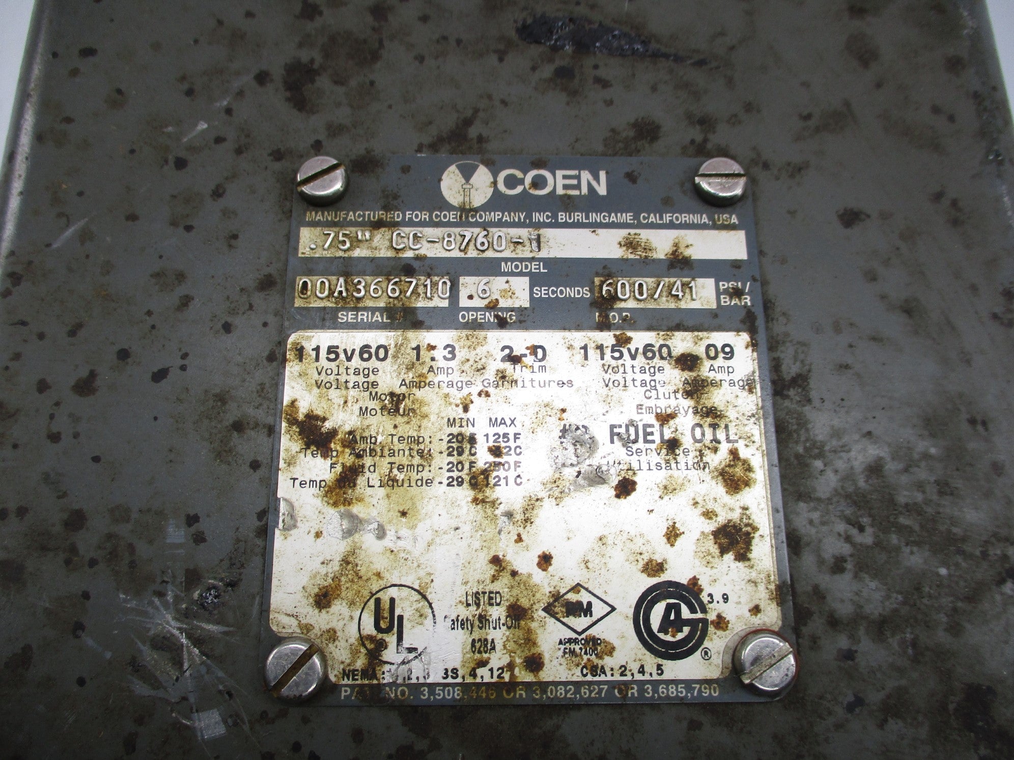 COEN CC-8760-1 600PSI 115V UNMP