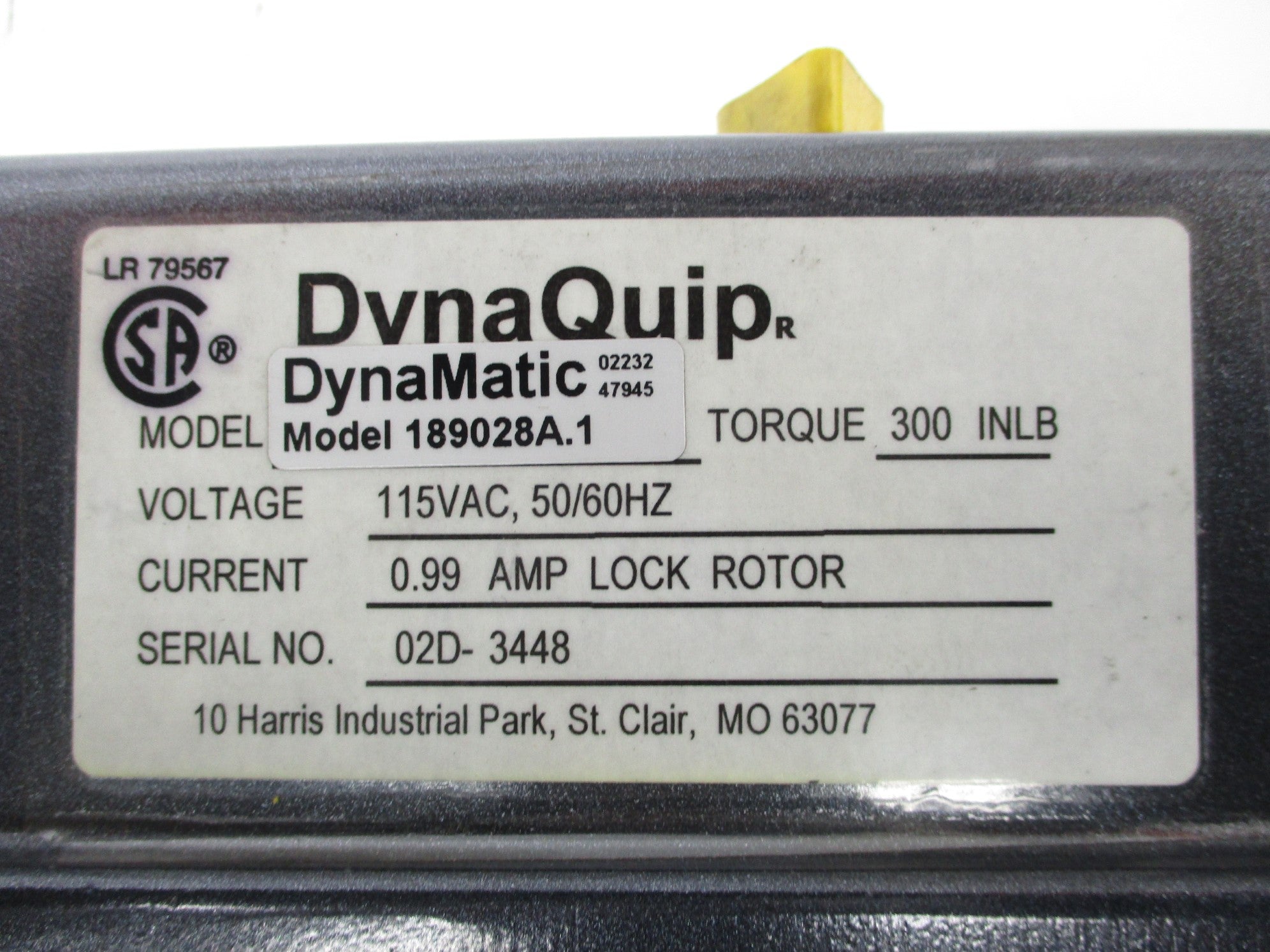 DYNAQUIP CONTROLS 189028A.1 NSMP
