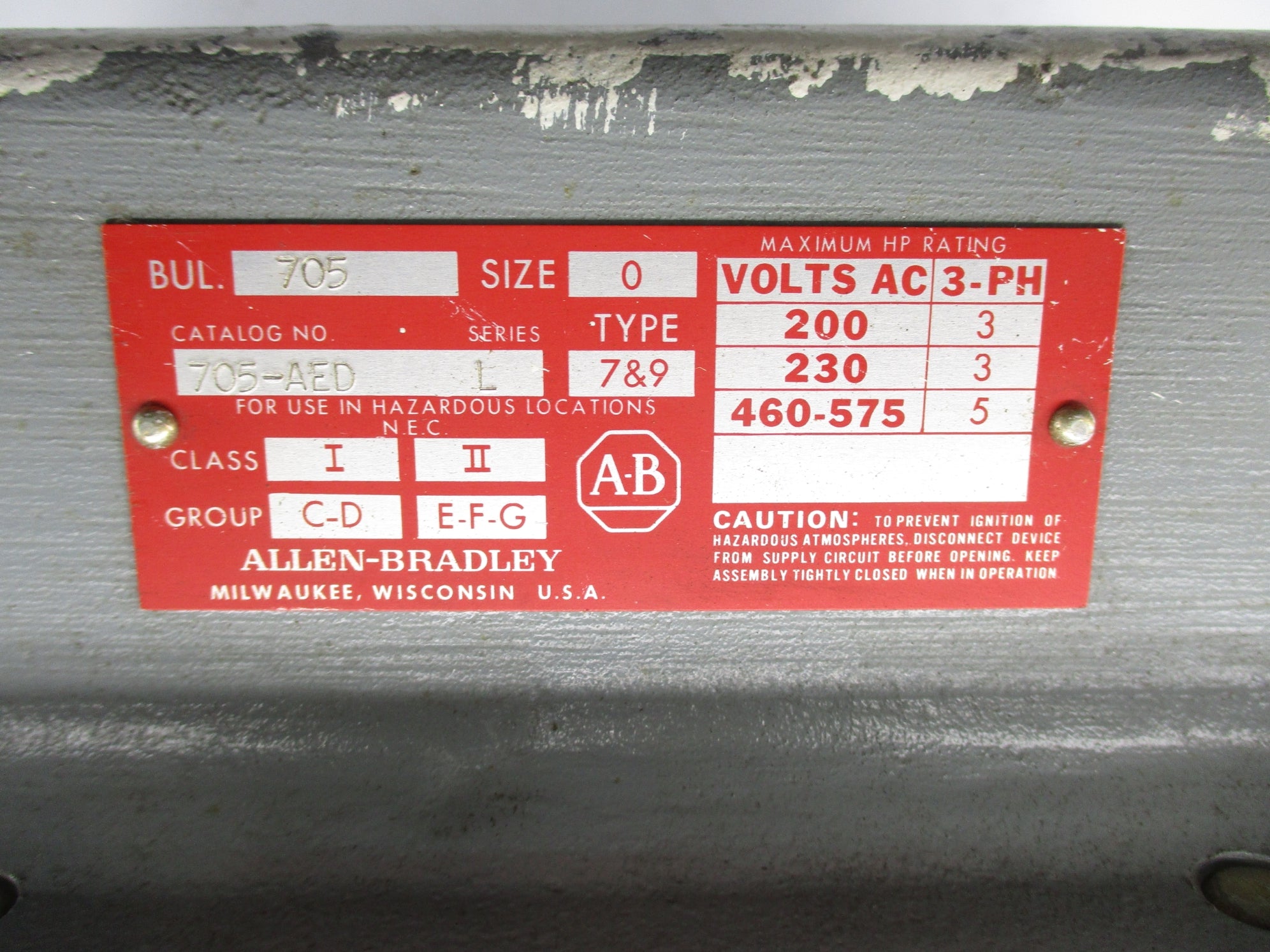 INDUSTRIAL SPARE PART 705-AED SER. L UNMP