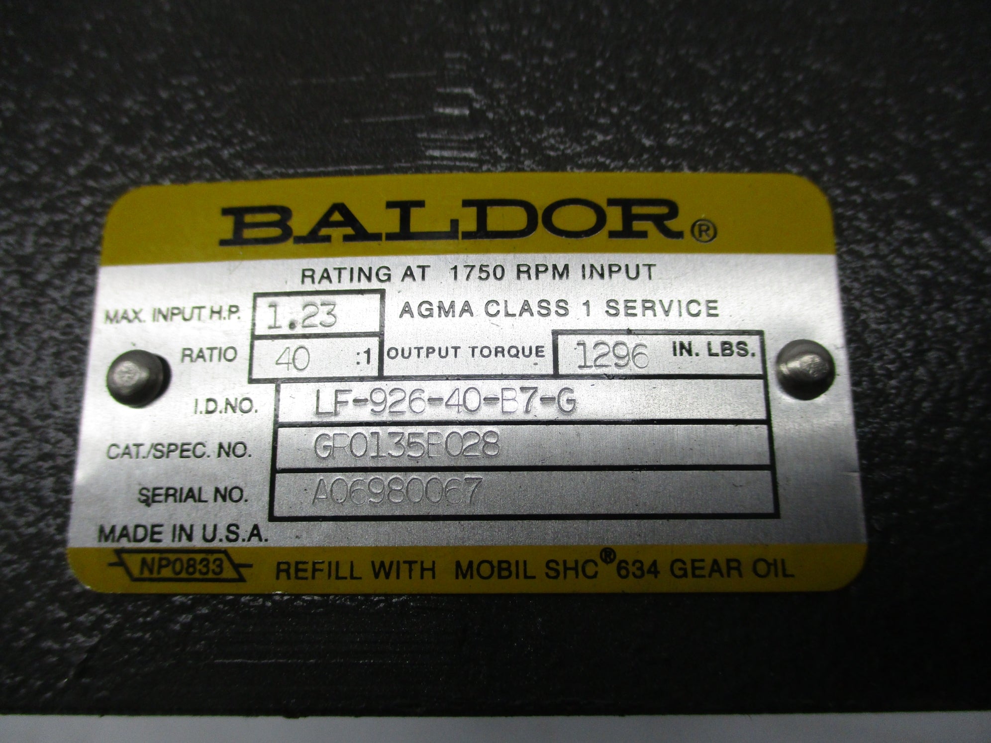 BALDOR GR0135B028 NSNP