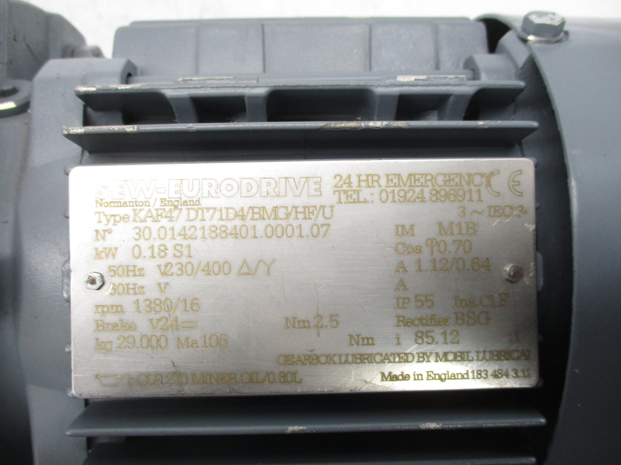 SEW EURODRIVE KAF47DT71D4/BMG/HF/U NSNP