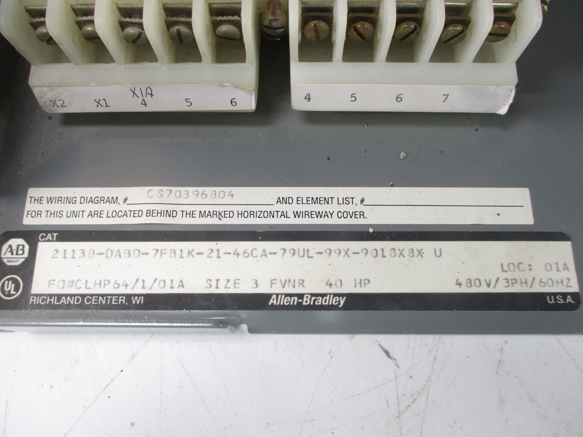 ALLEN BRADLEY 2113B-DABD-7FB1K-21-46CA-79UL-99X-9018X8X SER. U UNMP