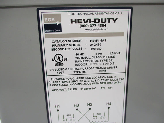 HEVI DUTY HS1F1.5AS (AS PICTURED) NSMP