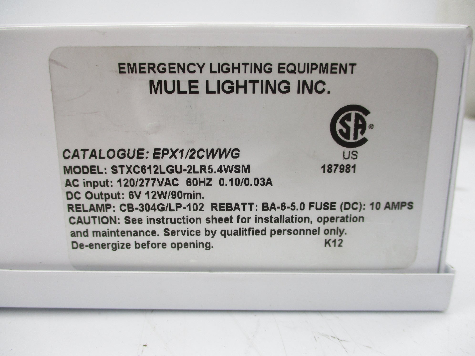 MULE LIGHTING EPX1/2CWWG (AS PICTURED) NSNP