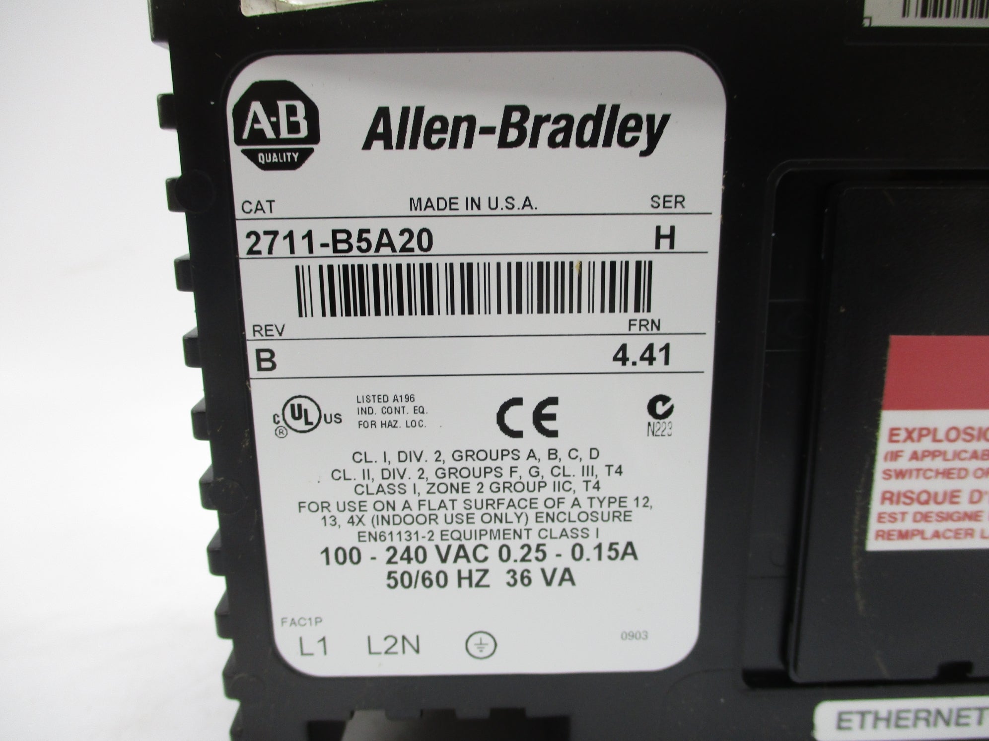 ALLEN BRADLEY 2711-B5A20 SER. H F/W 4.41 (BR/WH) NSMP