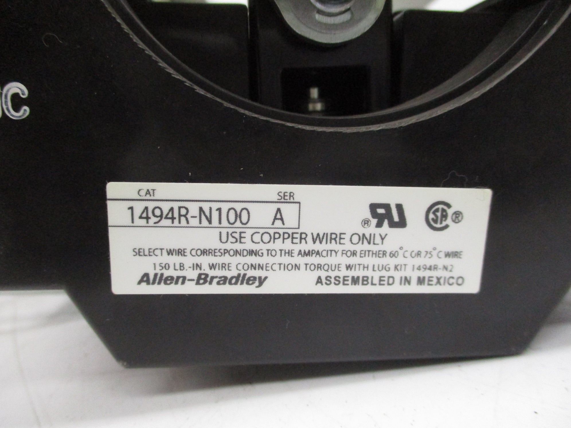 ALLEN BRADLEY 1494R-N100 SER. A (BR/WH) NSMP