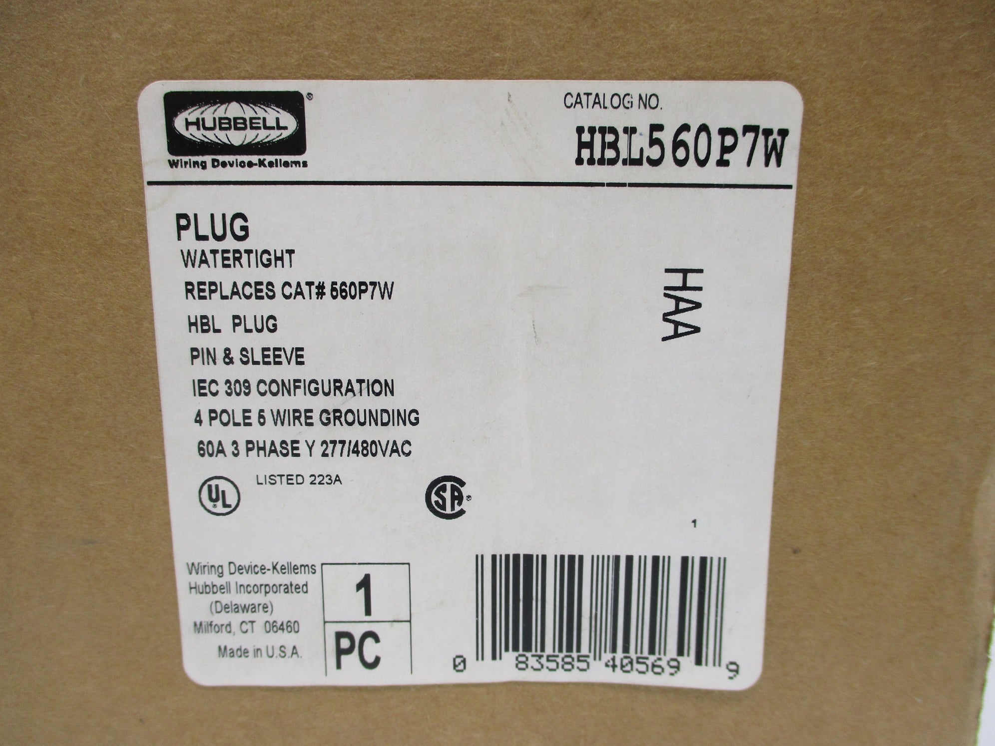 HUBBELL HBL560P7W NSMP