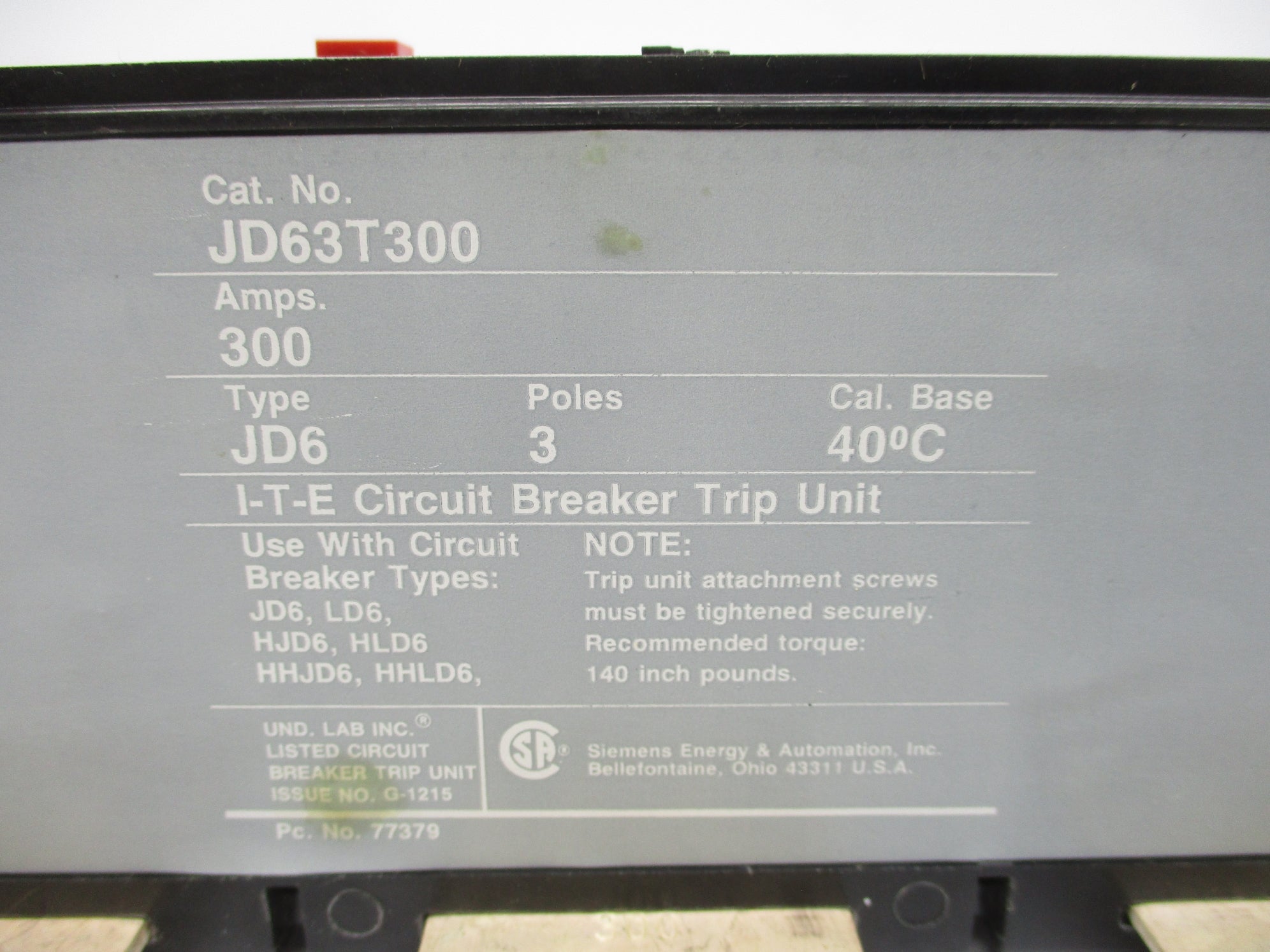 SIEMENS JD63T300 600VAC 300A NSMP