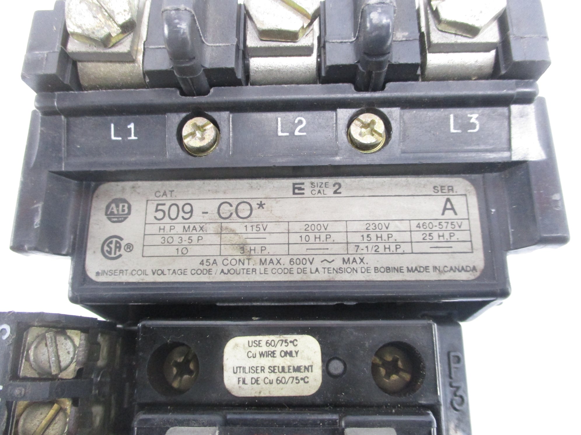 ALLEN BRADLEY 509-COD SER. A 110/115-120V 45A UNMP