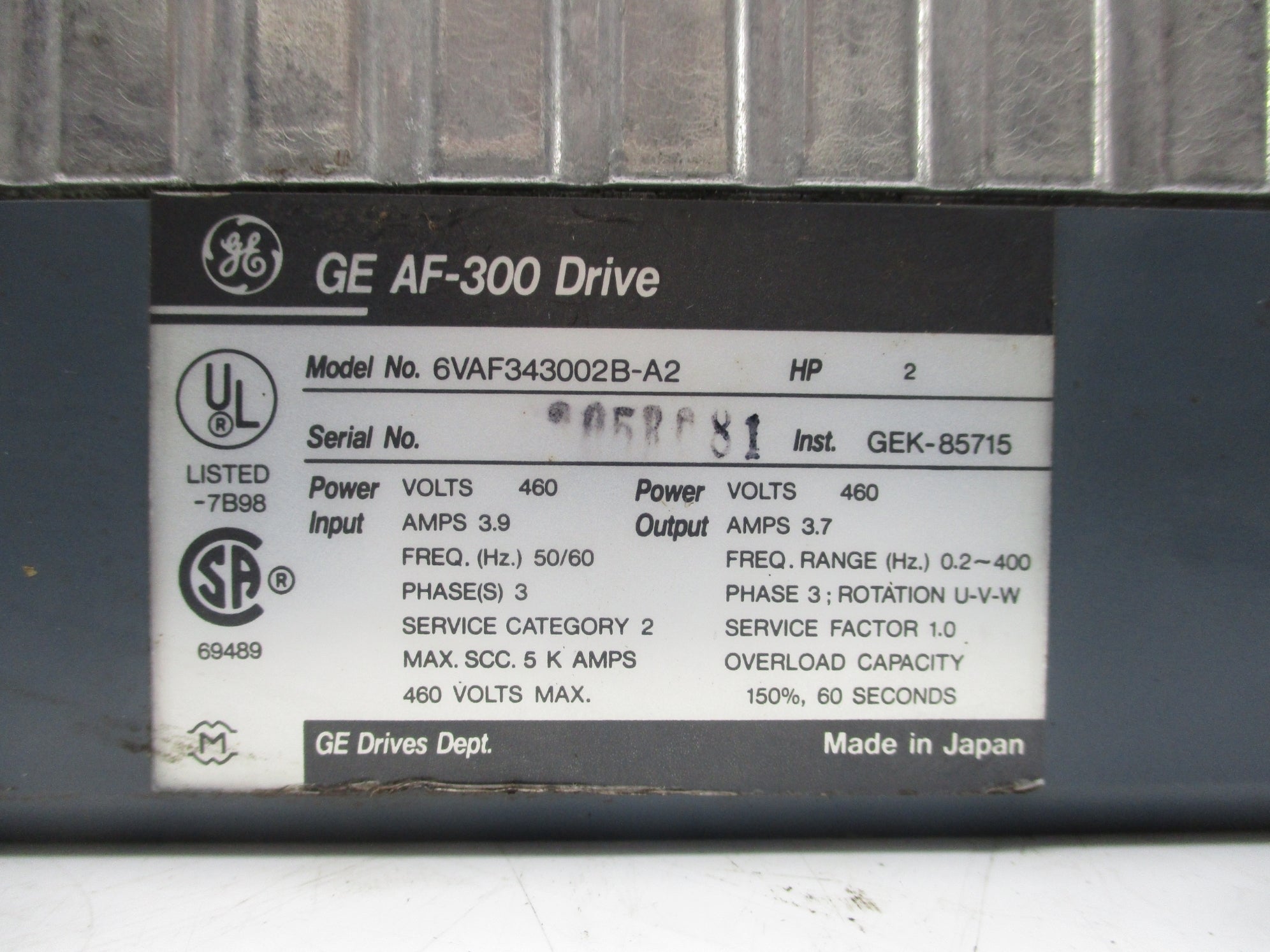 GENERAL ELECTRIC 6VAF343002B-A2 UNMP